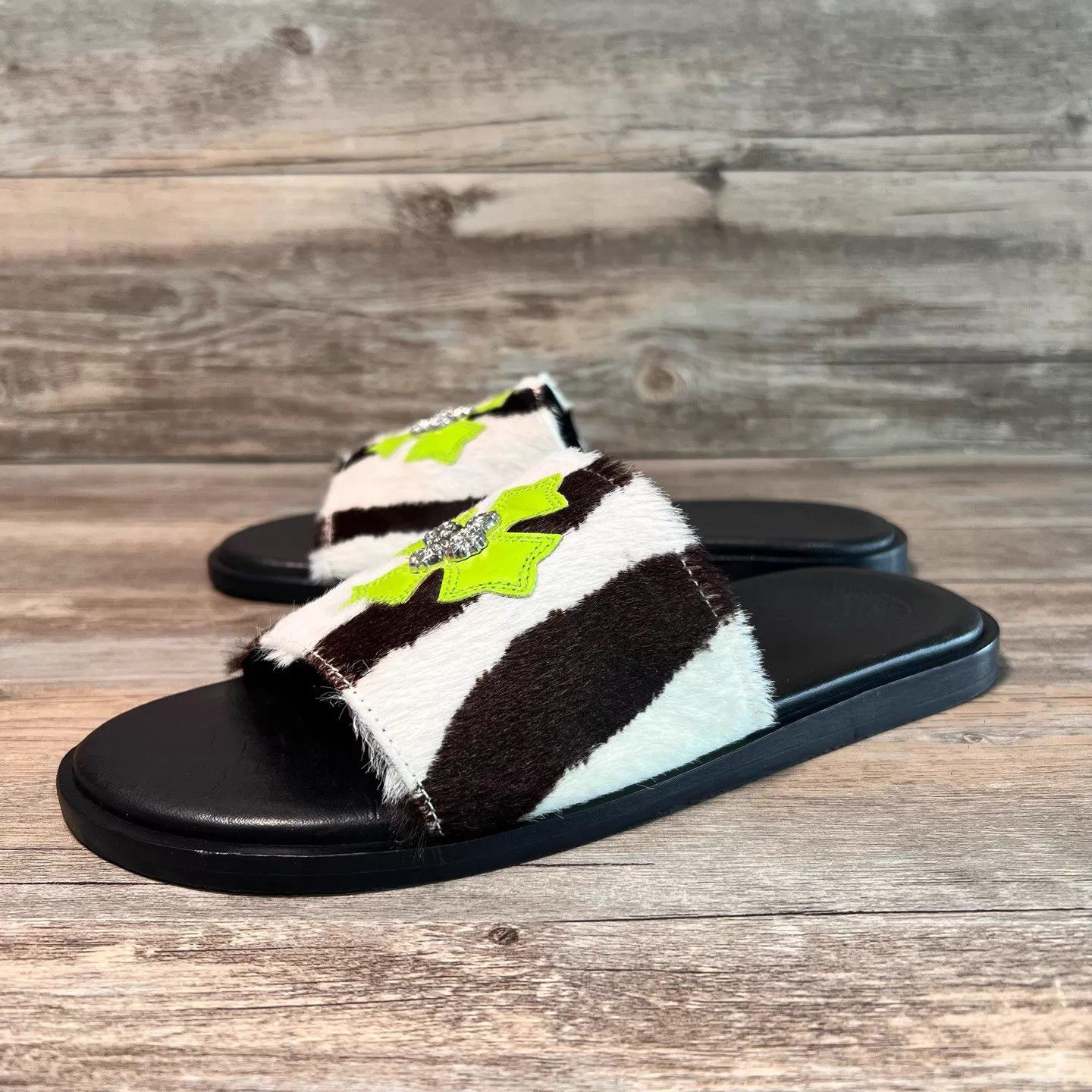 Chrome Hearts Chrome Hearts Zebra Green Leather Flame Cross Slippers 39 Size US 8.5 / IT 38.5 - 1 Thumbnail