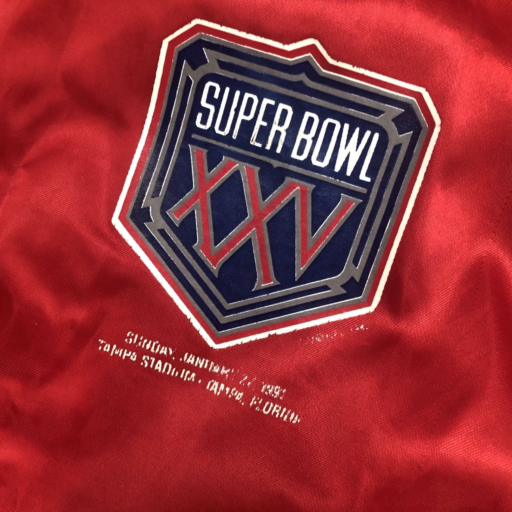 Chalk Line VINTAGE Chalk Line Super Bowl Bomber Jacket Small Red 80s Men's S Snaps Nylon Mid-Length Lined 1991 Chalk Line temporada? Size US S / EU 44-46 / 1 - 6 Thumbnail