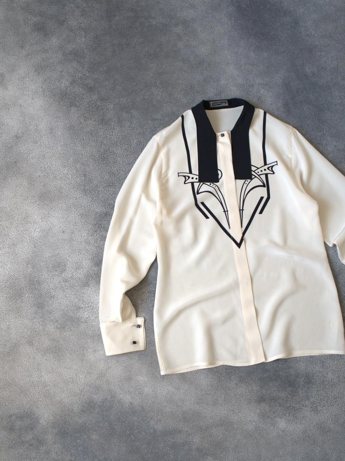 Versace F/W 1988 Gianni Versace Couture Tuxedo Silk Blouse Size S / US 4 / IT 40 - 5 Thumbnail