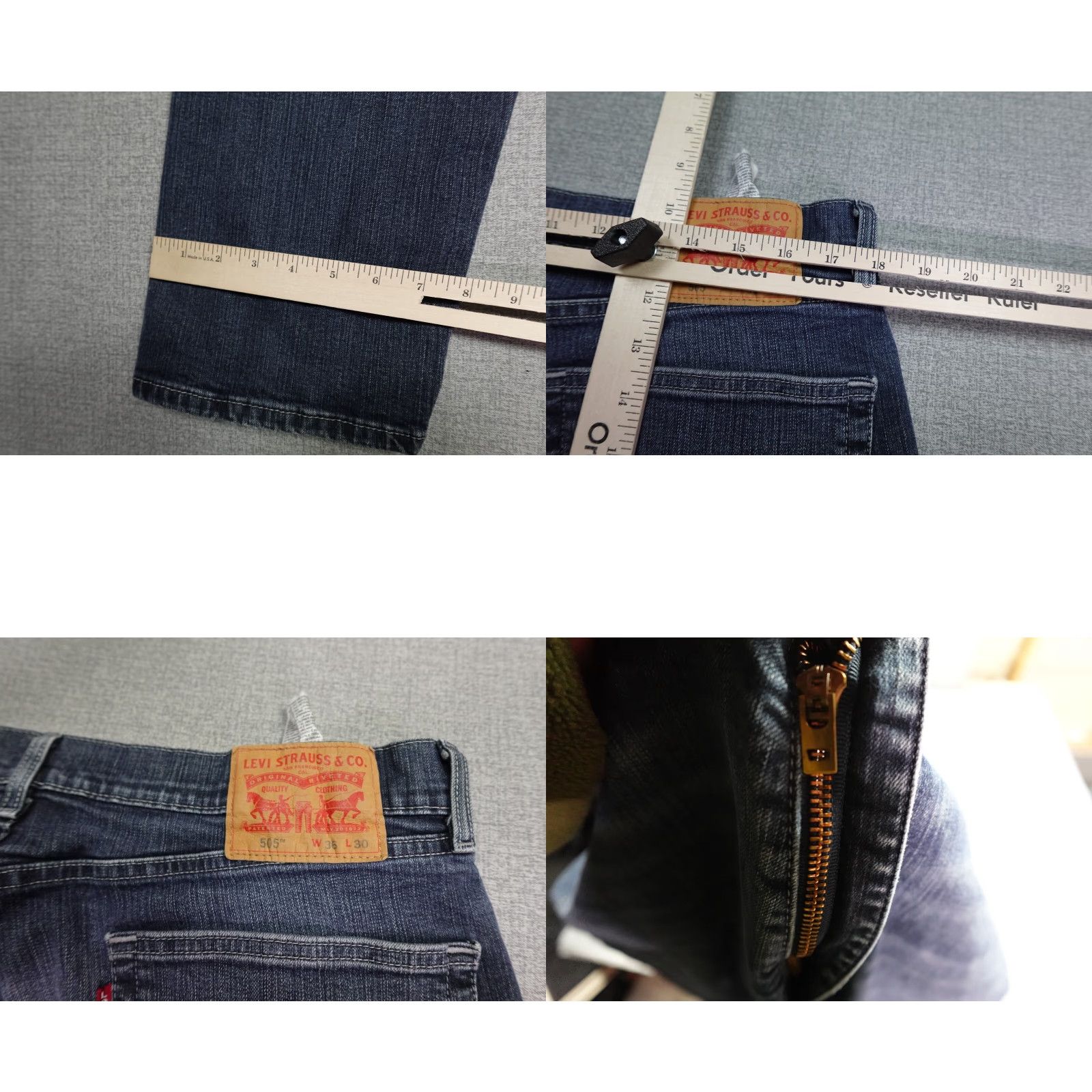 Levi's Levi's 505 Jeans Men 36x30 Blue Relaxed Straight Dark Wash Denim USA Size US 36 / EU 52 - 8 Thumbnail