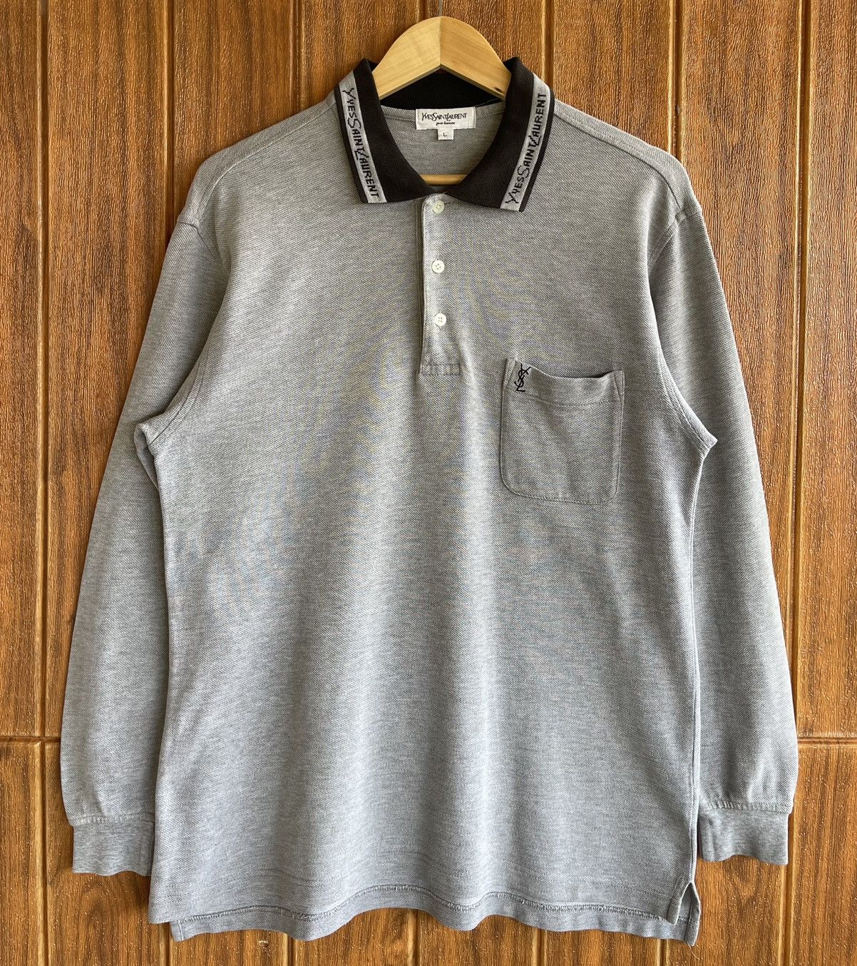 Vintage’90s🔥Yves Saint Laurent🔥LongSleeve Pocket Polo Shirt