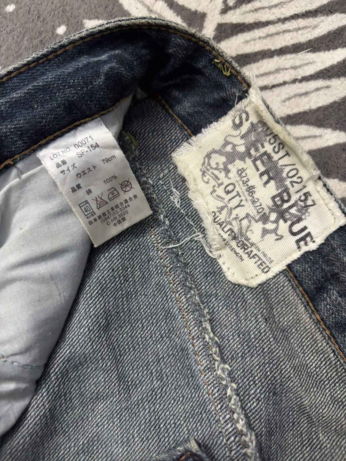 14th Addiction Vintage Steer Blue Whiskers Paint Splatter Distressed Jeans Size US 32 / EU 48 - 17 Thumbnail