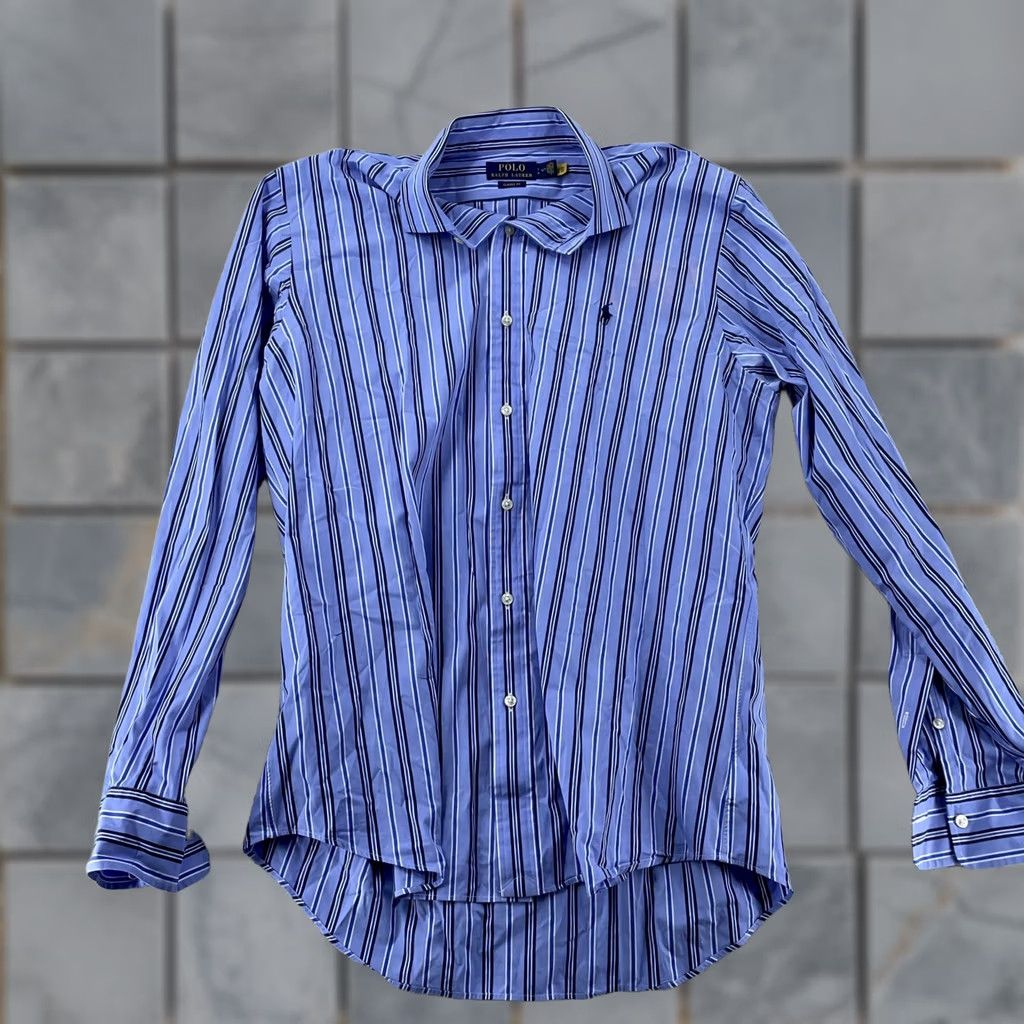 Polo Ralph Lauren Polo Ralph Lauren Shirt Mens Large 16.5 Blue Stripe Classic Fit Button Down Size US L / EU 52-54 / 3 - 1 Thumbnail