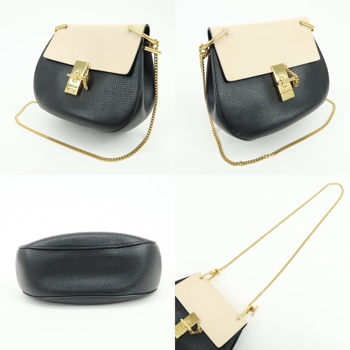 Chloe Chloe Drew Leather Shoulder Bag Black & Ivory Size ONE SIZE - 3 Thumbnail