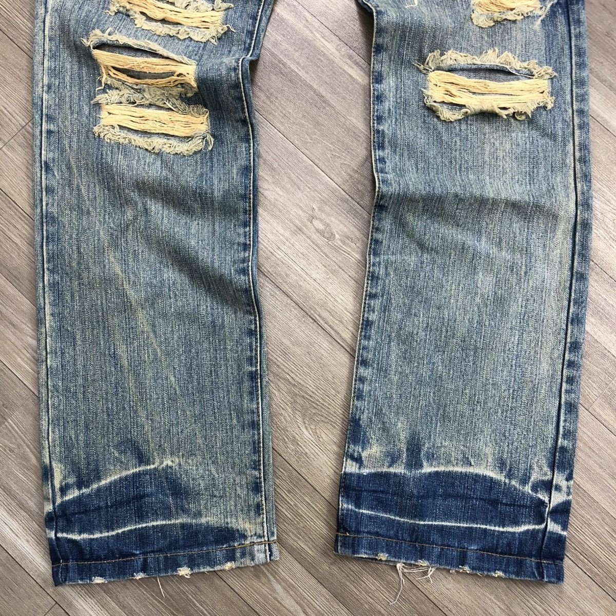 If Six Was Nine × Japanese Brand 2000s Crazy Distressed Point Loma I ❤️ Surf Baggy Jeans LGB Size US 31 - 10 Thumbnail