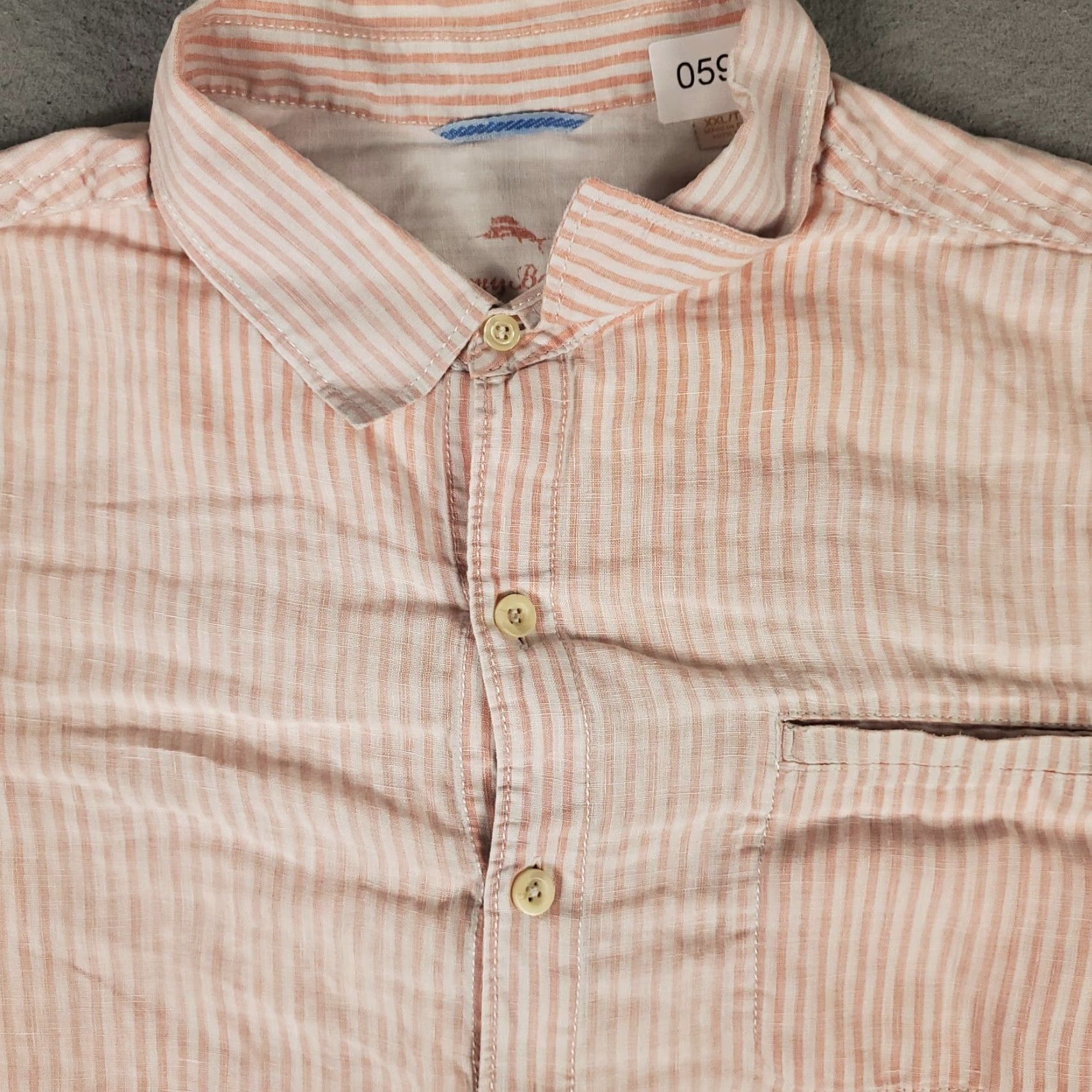 Tommy Bahama VINTAGE Tommy Bahama Shirt Men 2XL Orange Striped Linen Button-Up Long Sleeve Casual Classic 90s Mens Size US XXL / EU 58 / 5 - 2 Thumbnail