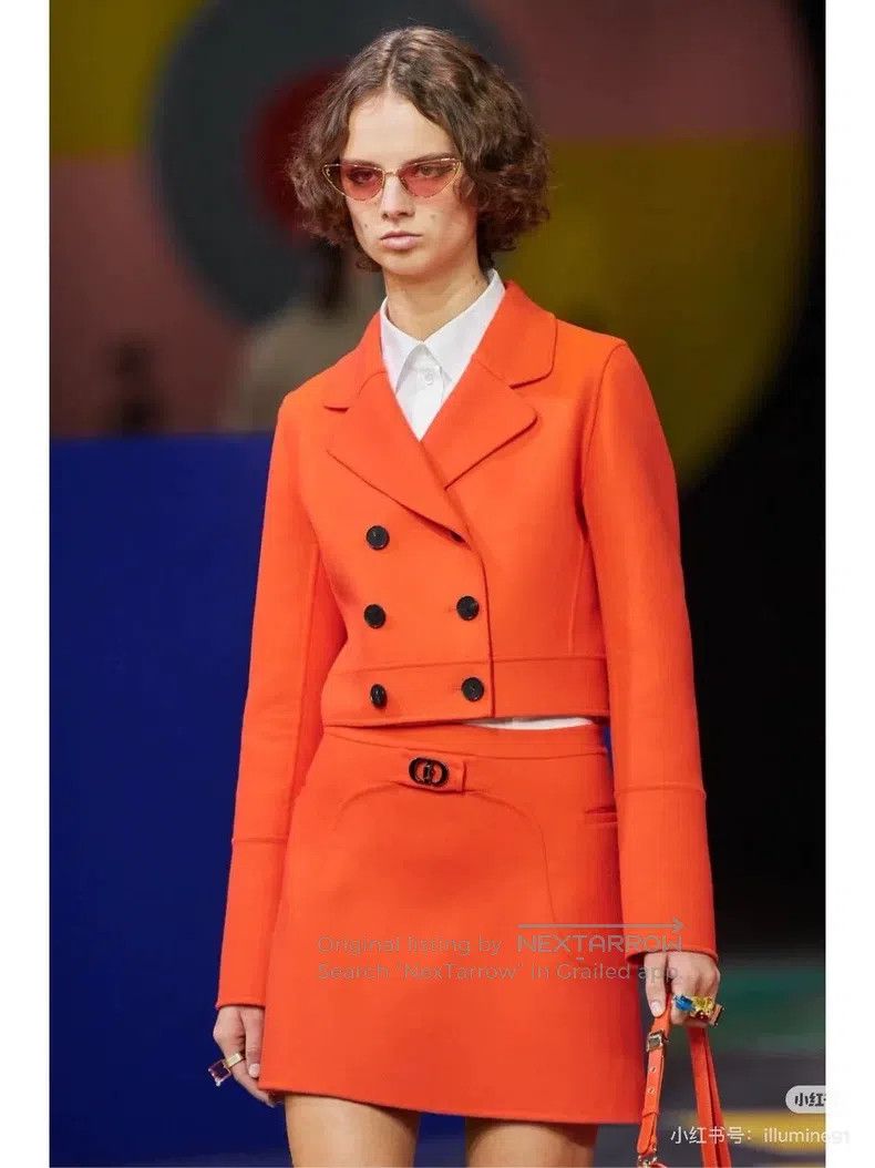 Dior Dior Orange-red silk wool short skirt Size 42" / US 20 - 8 Thumbnail