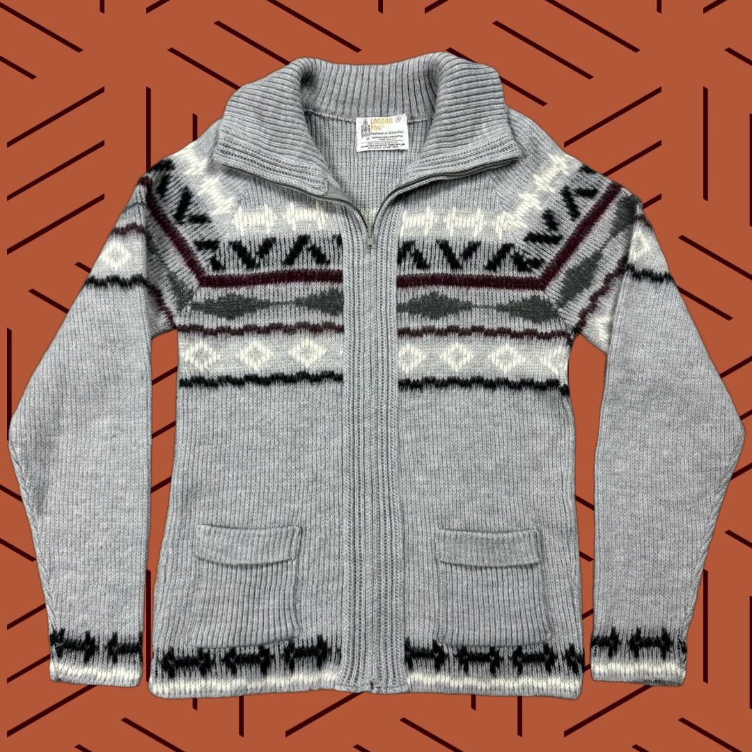 London Fog VINTAGE LONDON FOG FAIR ISLE FULL ZIP CARDIGAN SWEATER GREY SMALL MENS USA Size US S / EU 44-46 / 1 - 1 Thumbnail