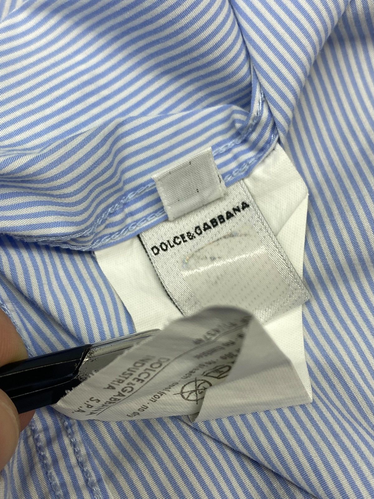 Dolce & Gabbana Dolce & Gabbana Blue White Pinstripe Dress Shirt Slim Fit Size US M / EU 48-50 / 2 - 22 Thumbnail