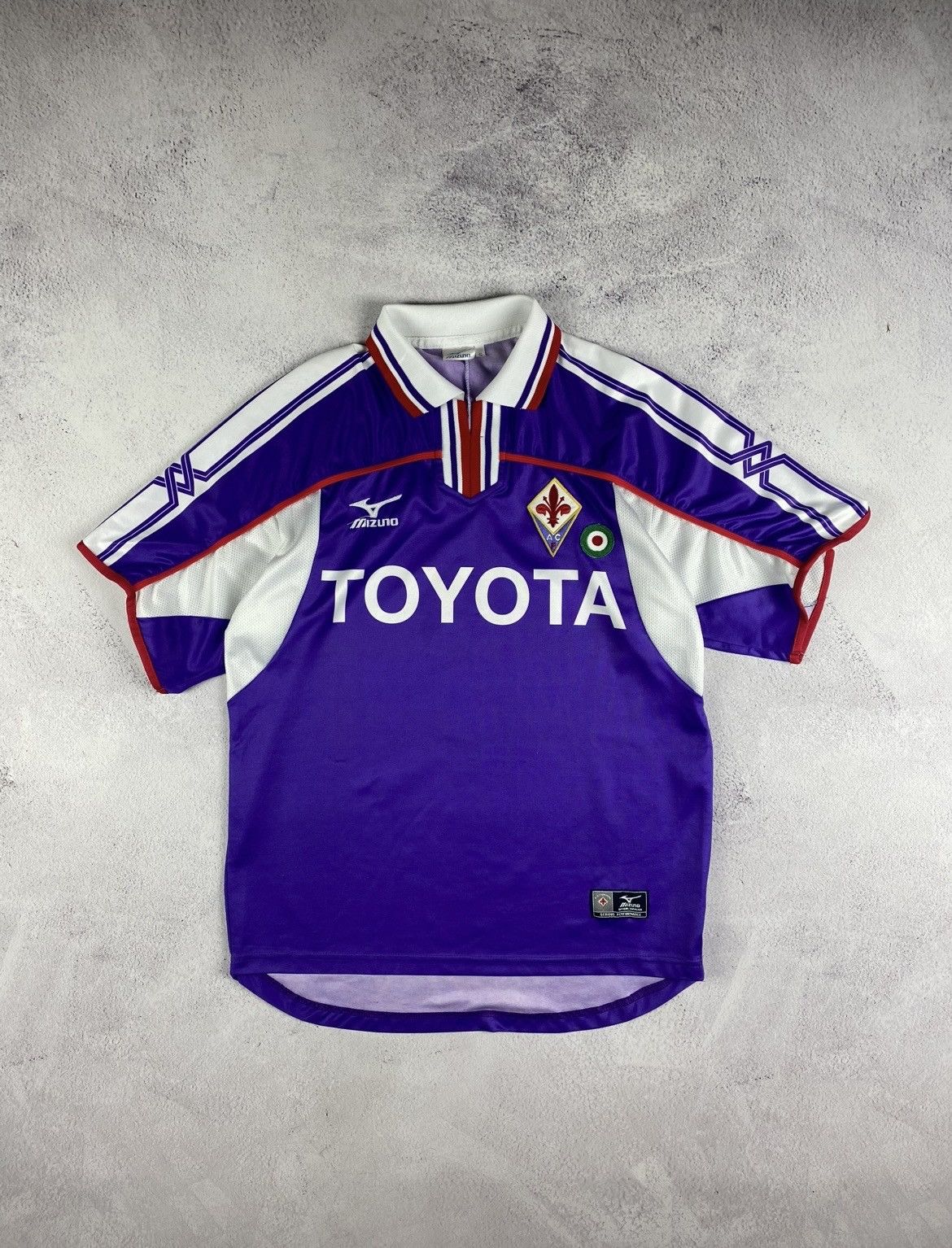 Mizuno Vintage AC Fiorentina 2001-2002 Home Football Mizuno Toyota Size US S / EU 44-46 / 1 - 1 Thumbnail