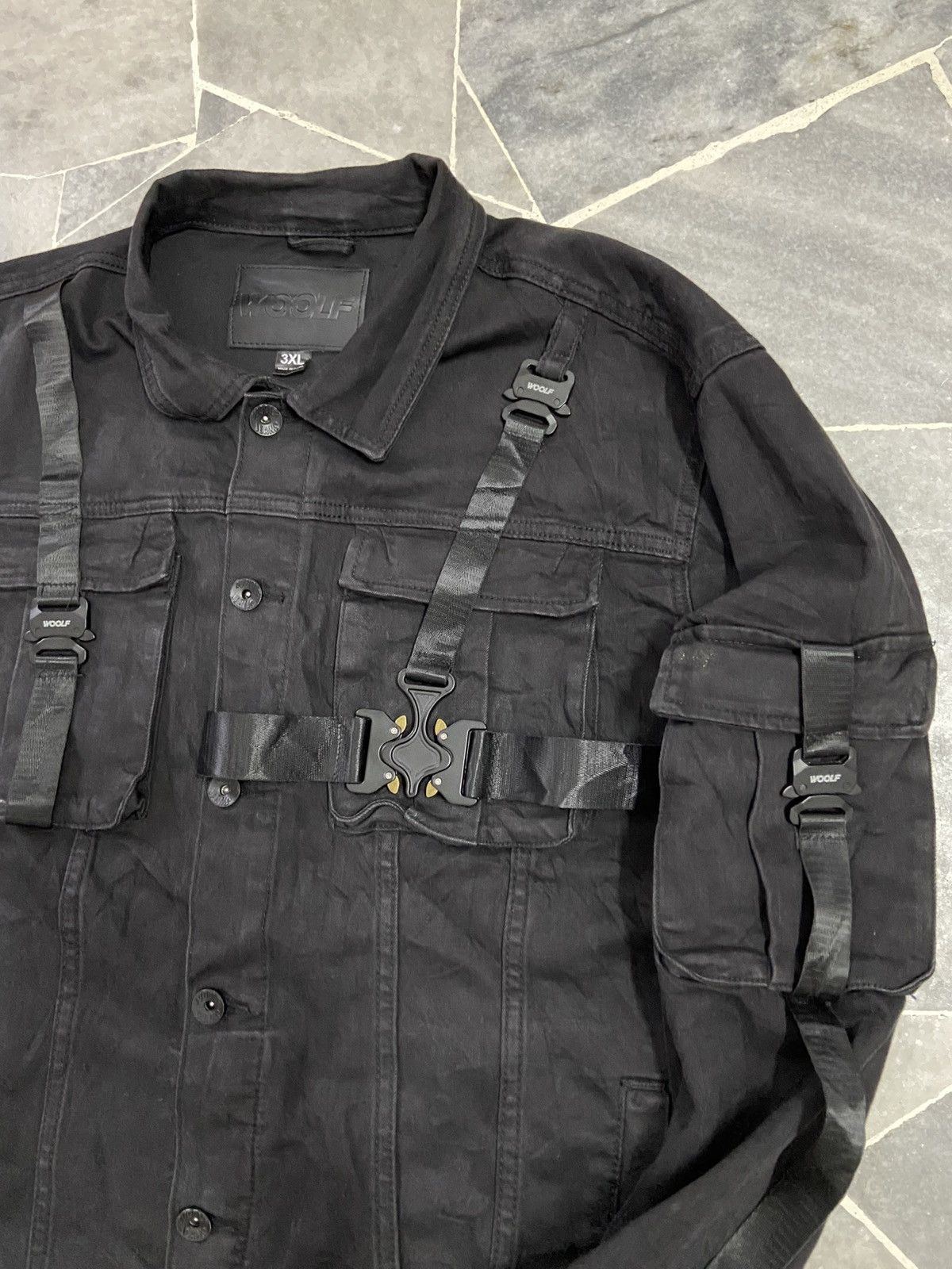 Japanese Brand Woolf Black denim bondage Jacket Size US XL / EU 56 / 4 - 5 Thumbnail
