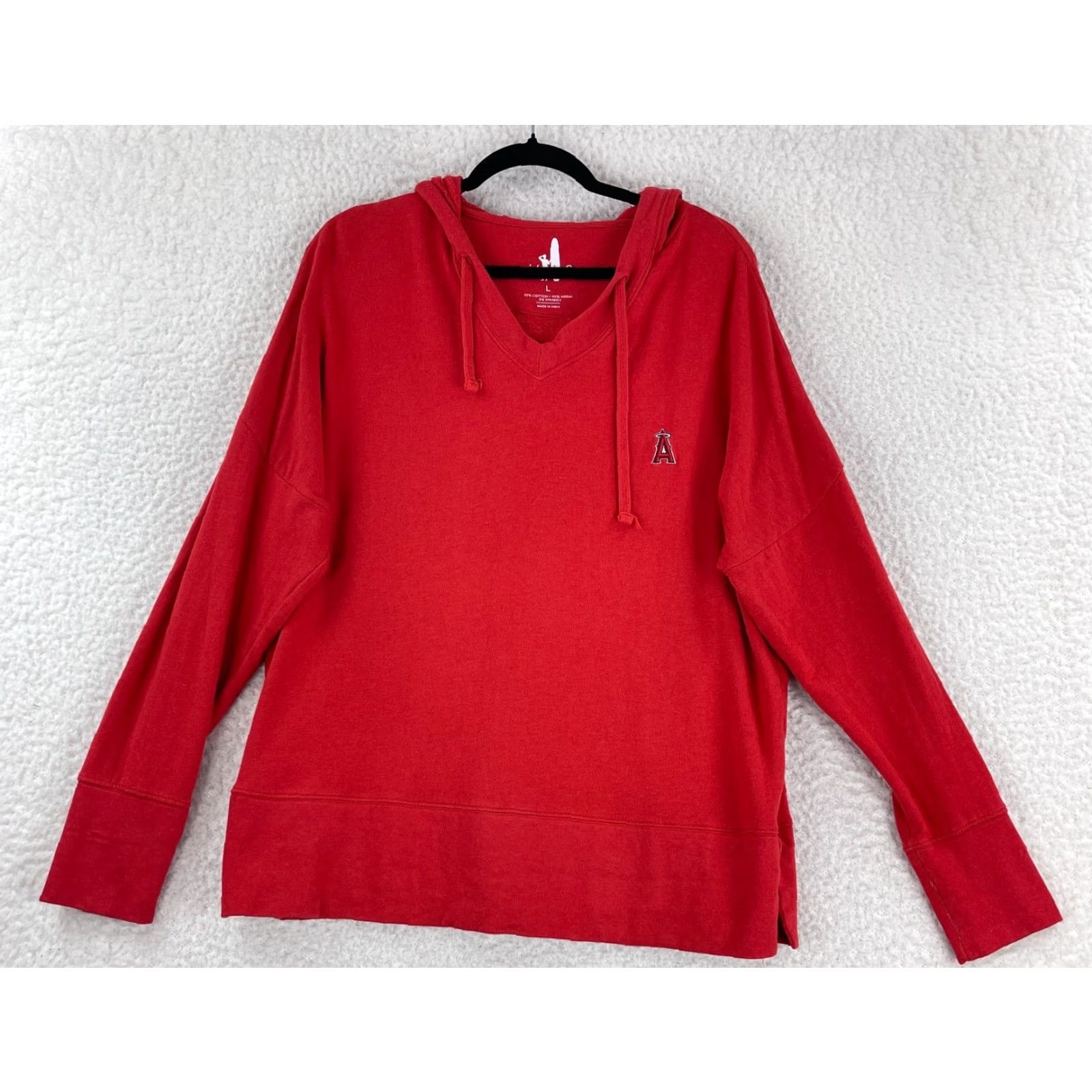 johnnie-O Johnnie-O Red Los Angeles Angels V-Neck Hoodie Sweater Womens Large Pullover Size L / US 10 / IT 46 - 2 Thumbnail