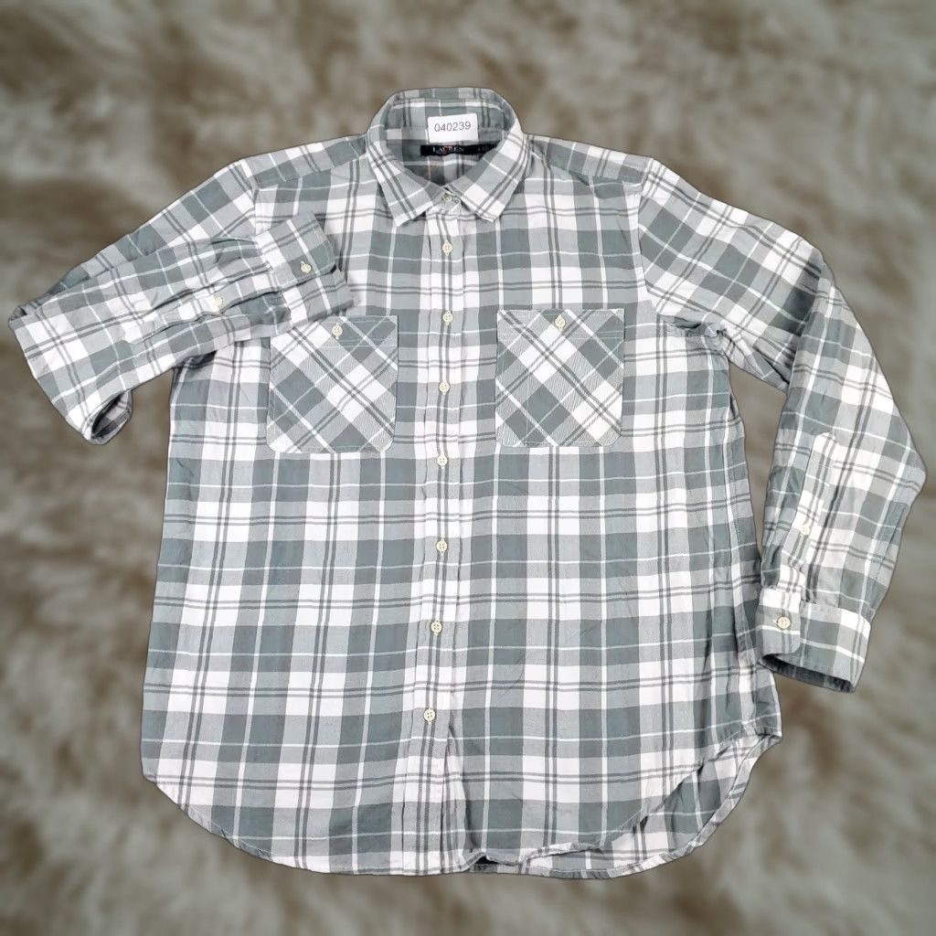 Ralph Lauren VINTAGE Ralph Lauren Women's Shirt Large Green Plaid Button Up Long Sleeve Casual Fall Spring Summer Winter Women Size XL / US 12-14 / IT 48-50 - 1 Thumbnail