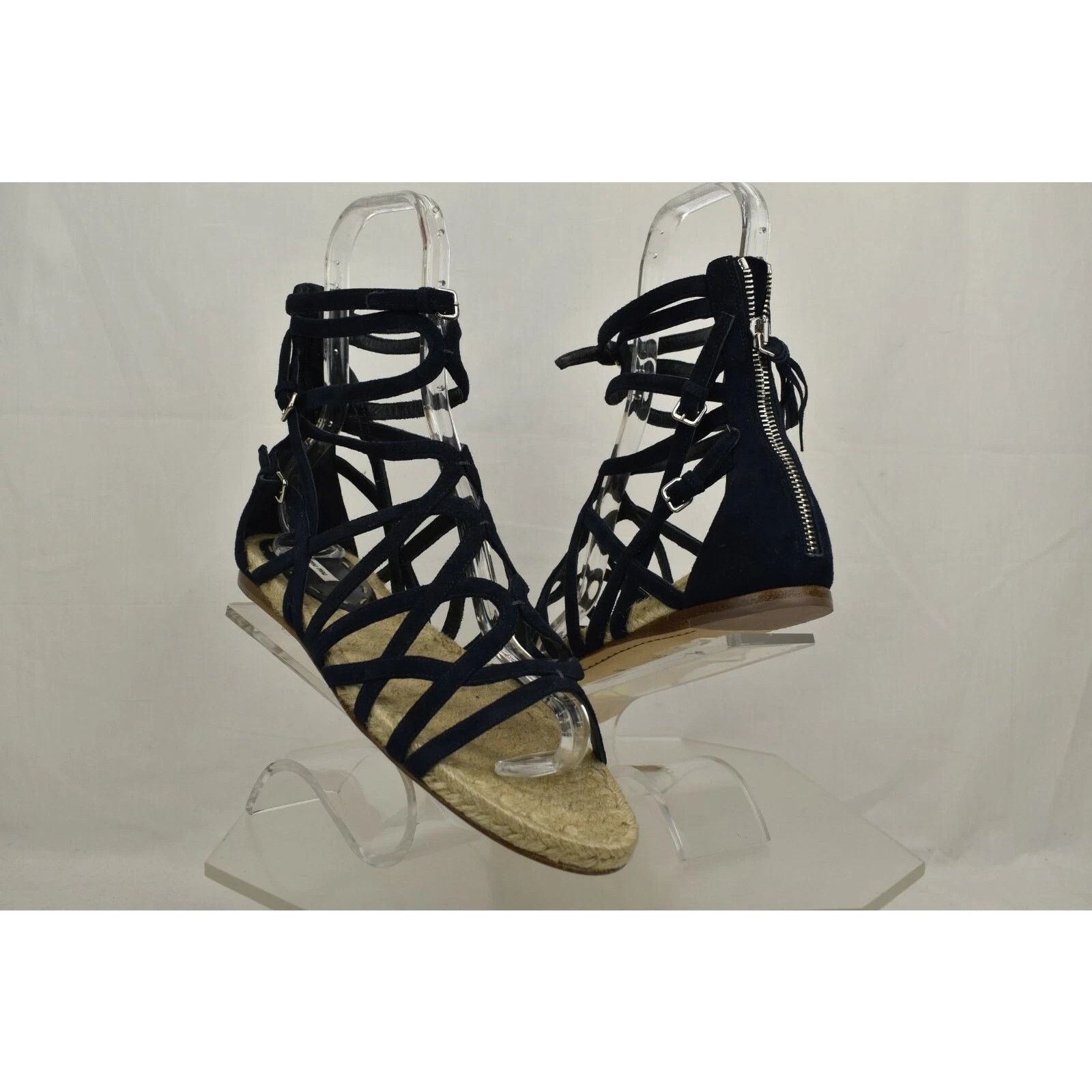Prada NEW MIU MIU PRADA BLUE SUEDE GLADIATOR FLATS SANDALS 38 Size US 8 / IT 38 - 4 Thumbnail