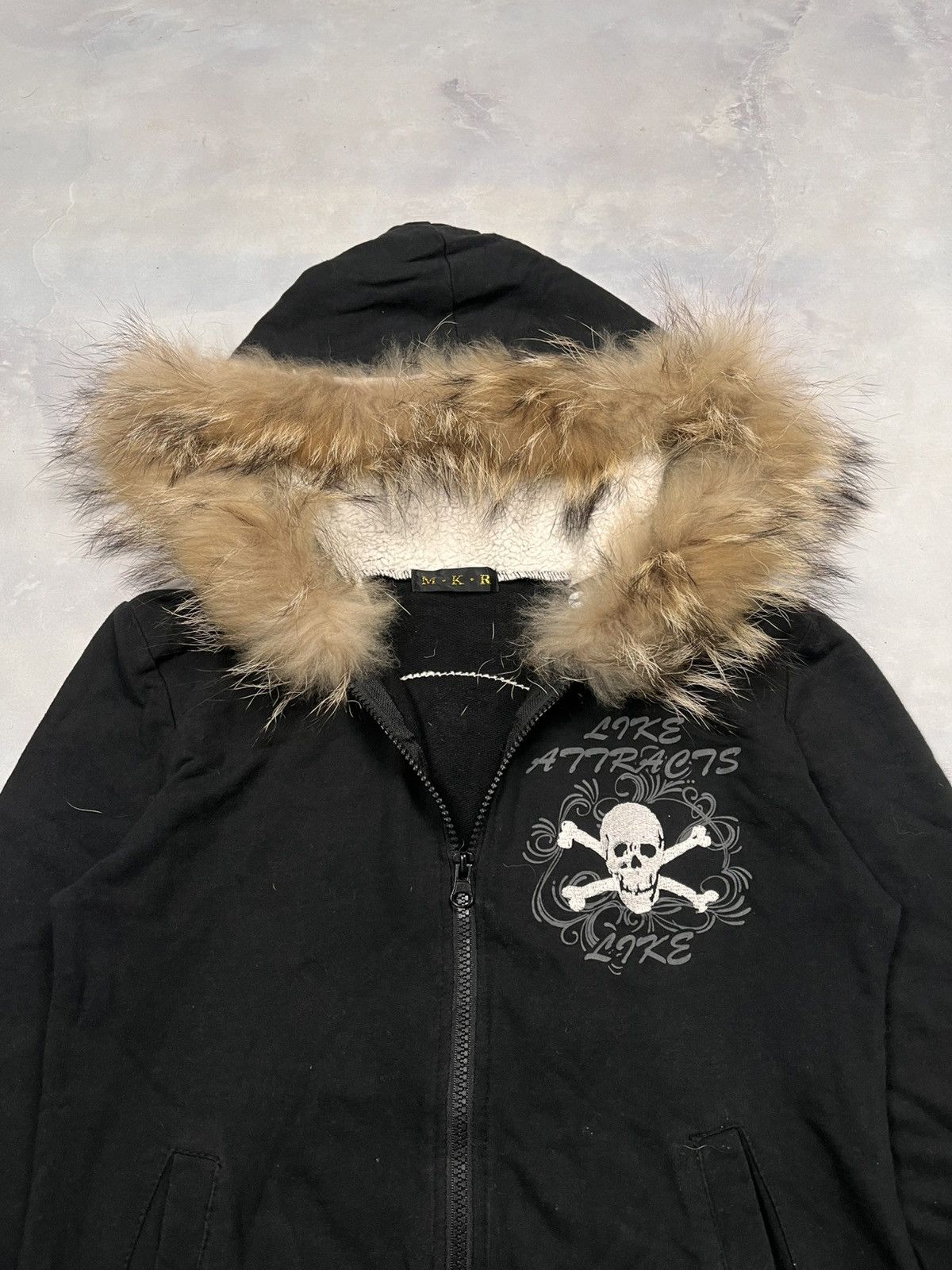 Japanese Brand Faux Fur Skull Hoodie M.K.R Size US S / EU 44-46 / 1 - 4 Thumbnail