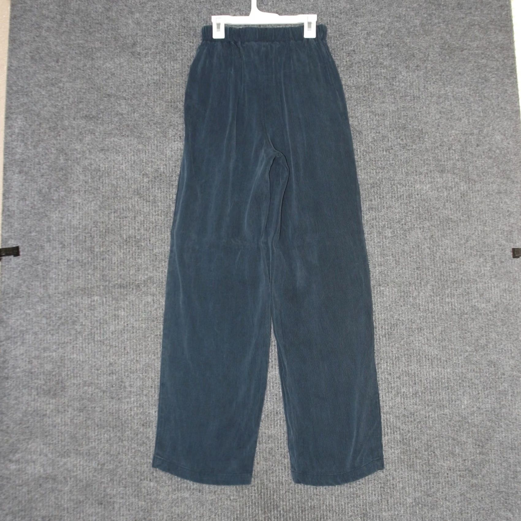 Vintage OJAI Pants Womens M Blue Wide Leg Tencel Rayon Casual Pull On Elastic Waist Pockets Pleated Inseam 30 in Machine Washable United States Size 32" / US 10 / IT 46 - 3 Thumbnail