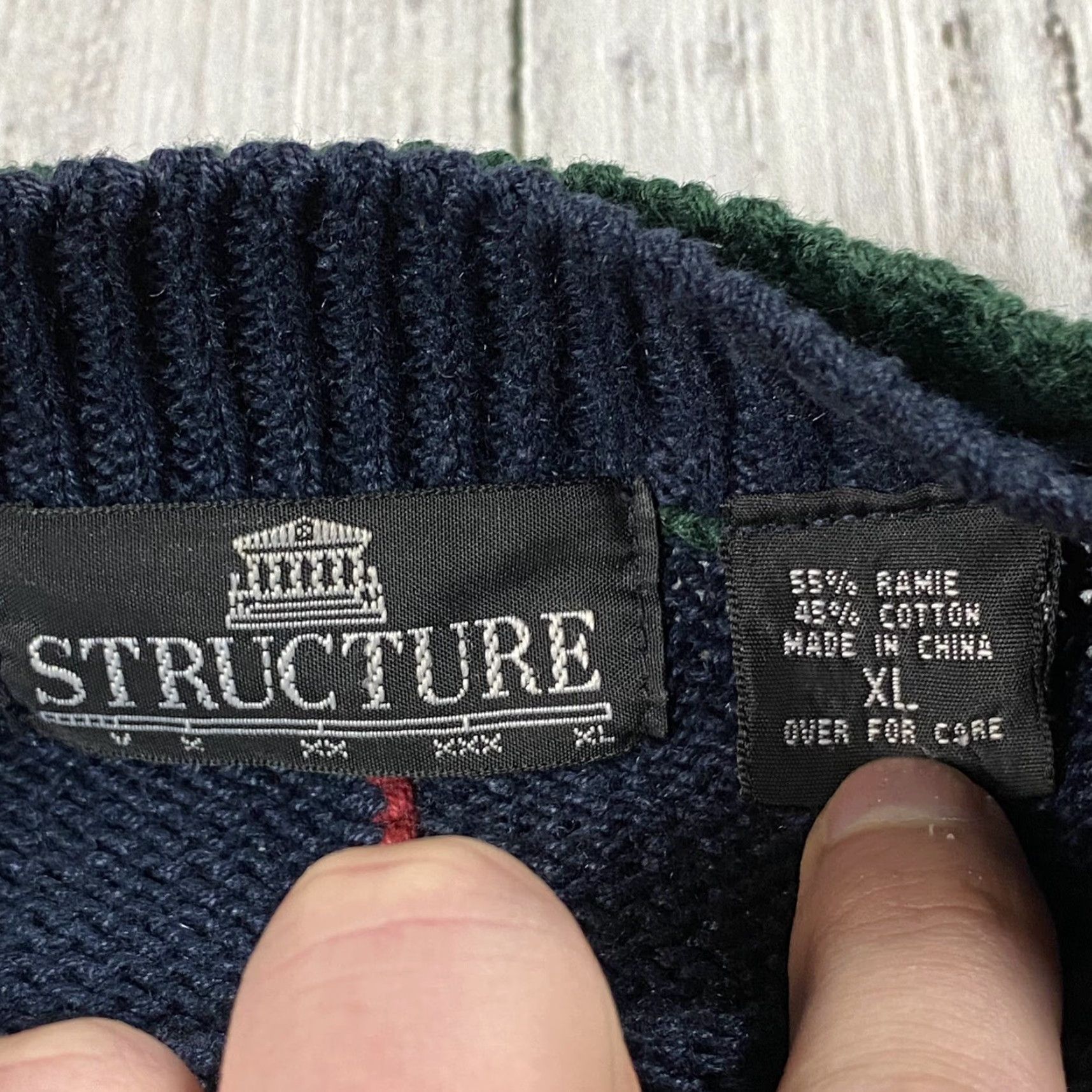 Vintage VINTAGE Structure Striped Sweater XL Classic Preppy Thick Cotton Navy Mens Size US XL / EU 56 / 4 - 4 Thumbnail