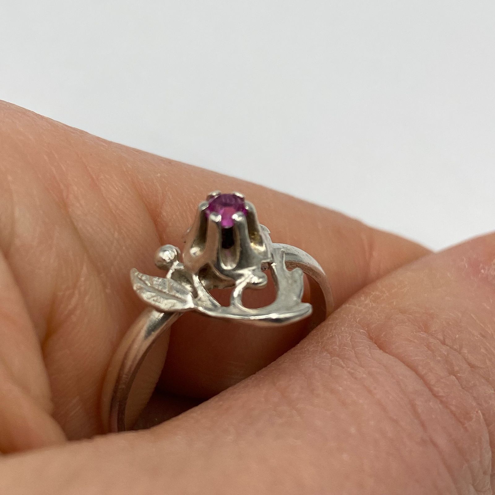 Sterling Silver Vintage Soviet 925 Sterling Silver Ruby Ring Size 8.5 Size ONE SIZE - 6 Thumbnail