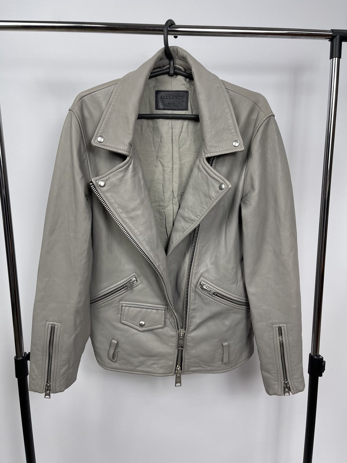 Allsaints AllSaints Men’s Leather Oversized Biker Jaket Size S Grey Size US S / EU 44-46 / 1 - 6 Thumbnail