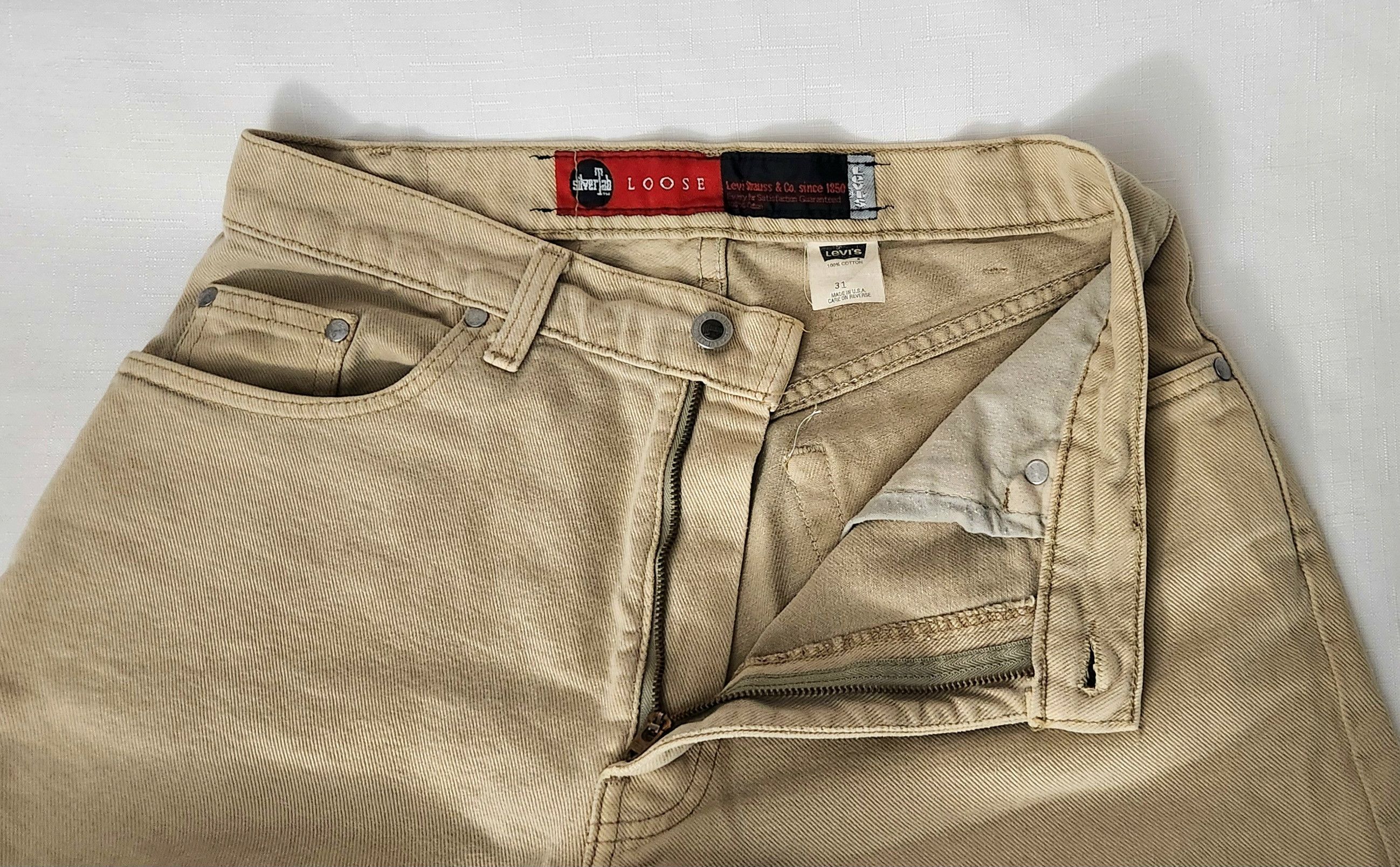 Levi's × Vintage Vtg 90s Levi’s Silver Tab Loose Fit Jeans Shorts Beige 31 Size US 31 - 6 Thumbnail