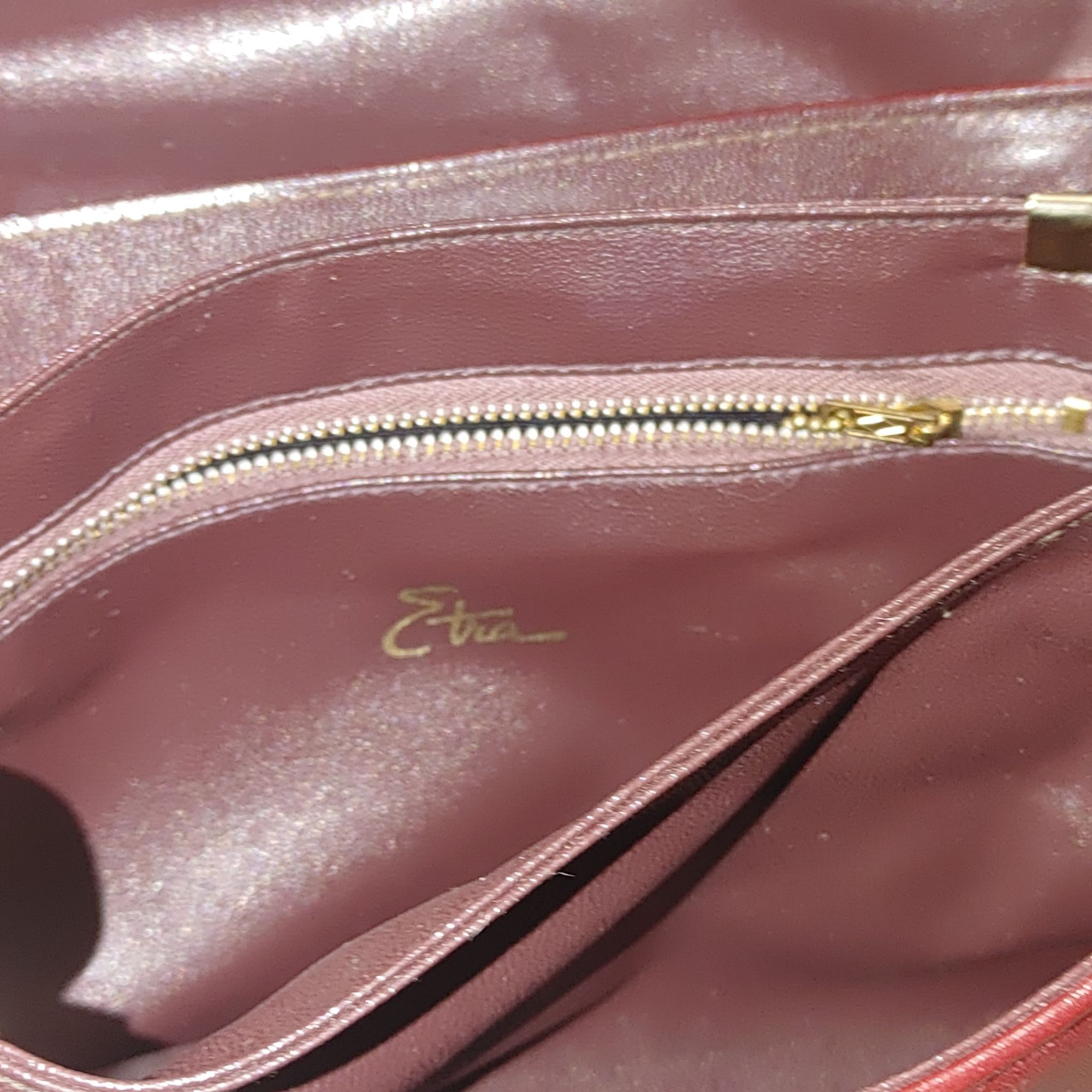 Other Etra Burgundy Leather Shoulder Bag Vintage Flap Closure Adju Size ONE SIZE - 4 Thumbnail