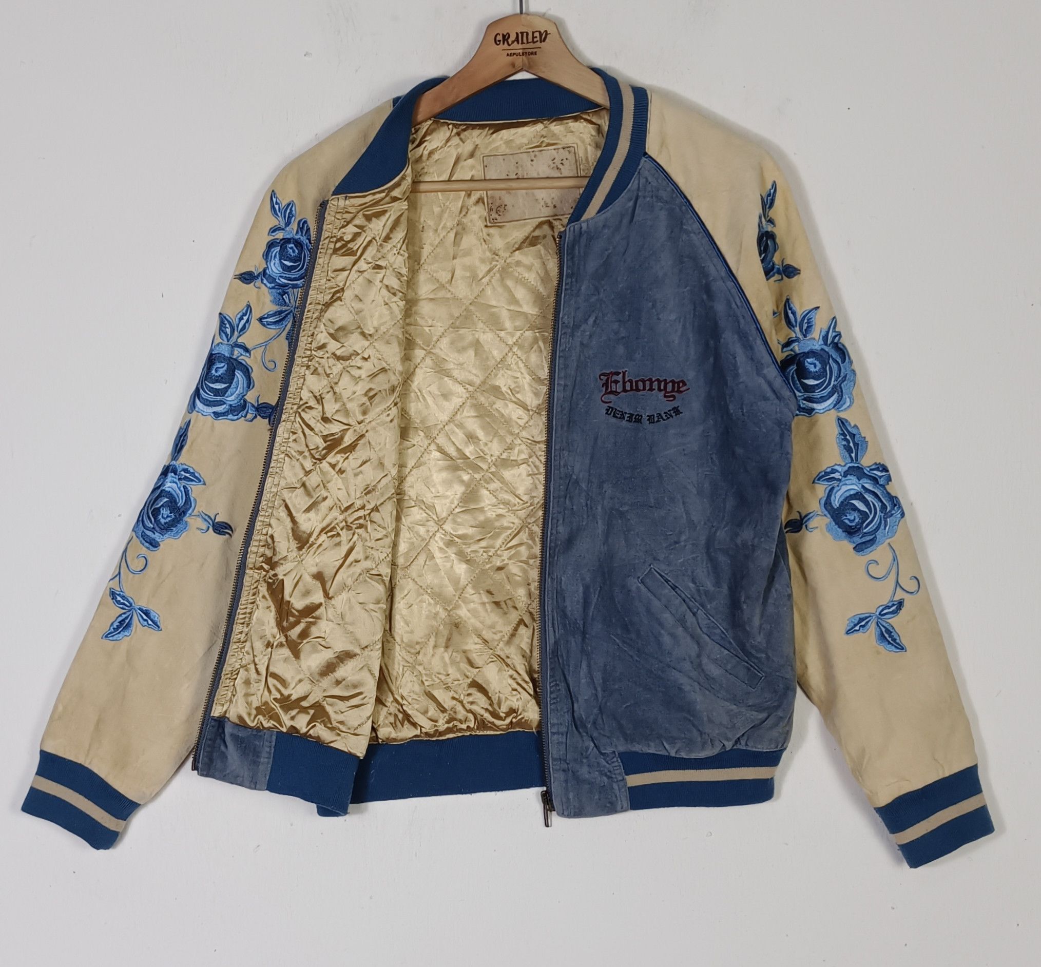 Japanese Brand Vintage Denim Bank Sukajan Embroidery Jacket Size US M / EU 48-50 / 2 - 3 Thumbnail