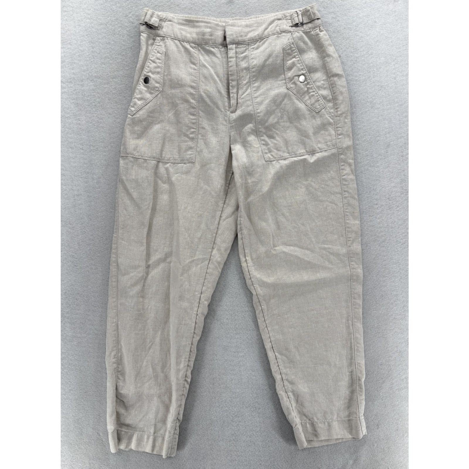 Athleta Athleta Voyager Linen Pant Womens 6 Beige Crop Lightweight Adjustable Waist Camp Pants Size 28" / US 6 / IT 42 - 2 Thumbnail