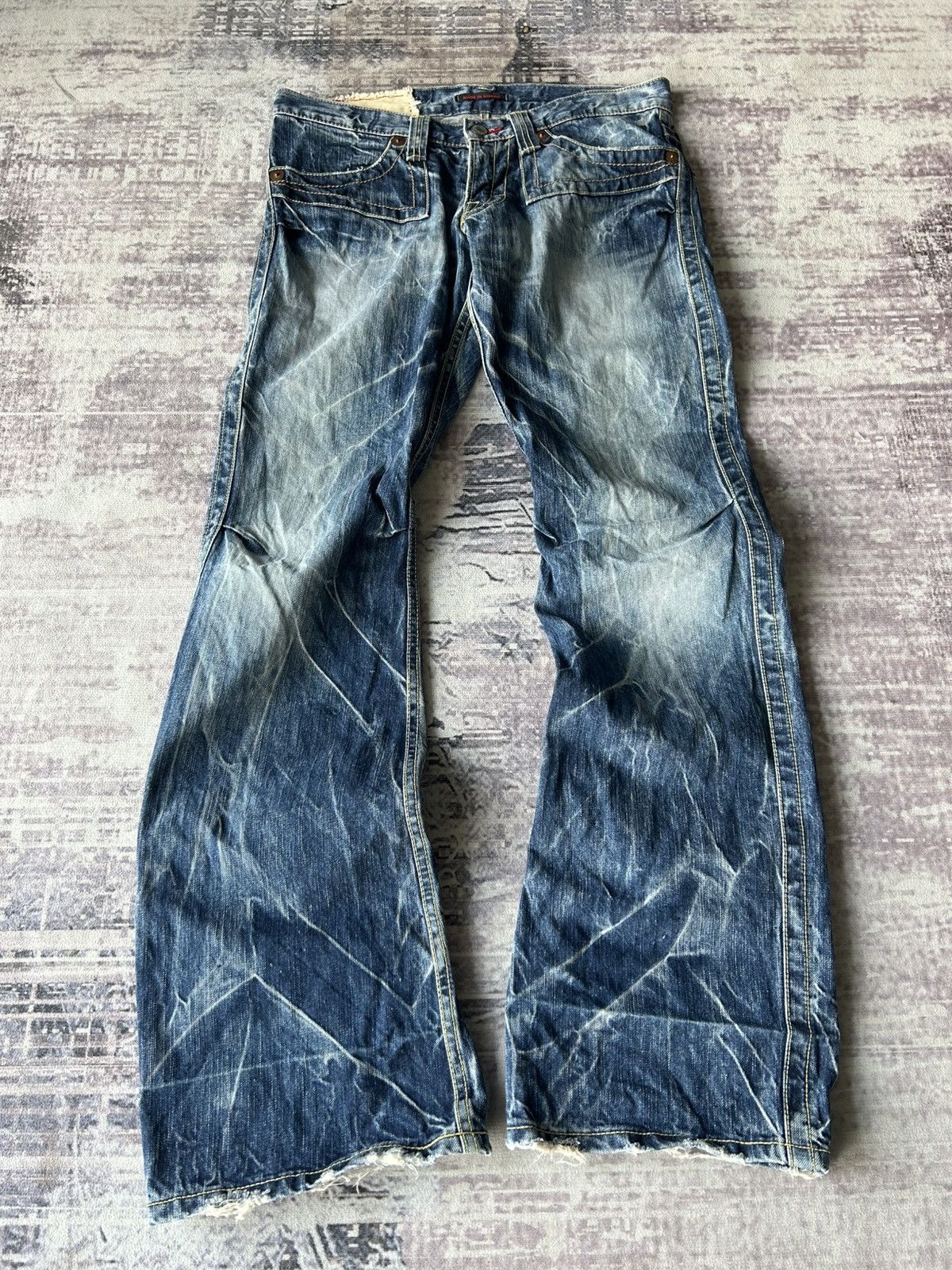 Tornado Mart Blue Way Flared Asidwash Jeans Size US 32 / EU 48 - 1 Thumbnail