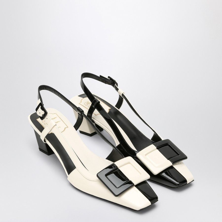 Roger Vivier o1d2blof0924 Leather Slingback in White & Black Size US 7 / IT 37 - 2 Thumbnail