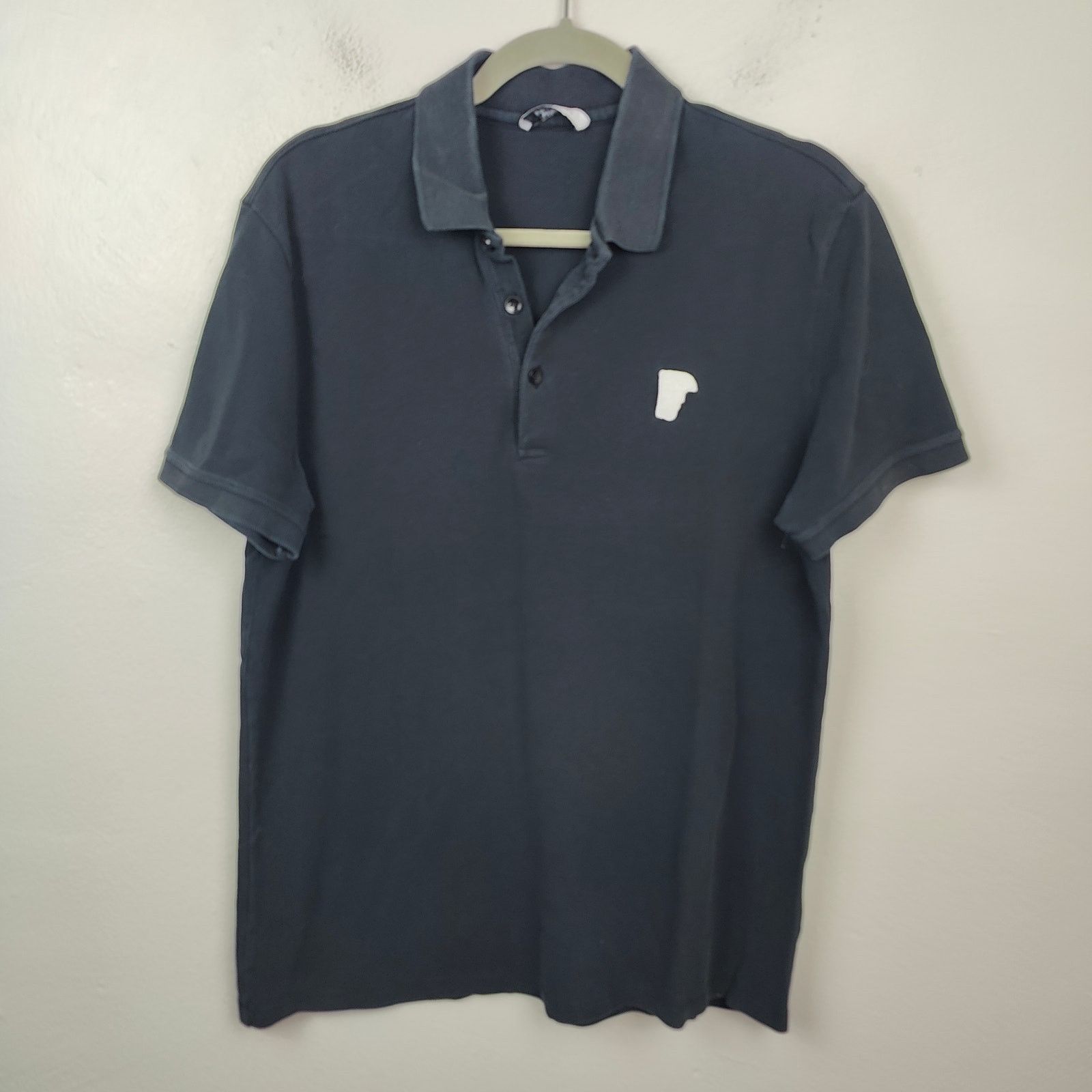 Versace Versace Polo Shirt Mens XL Dark Blue Black Pique Knit Cotton Size US XL / EU 56 / 4 - 1 Thumbnail