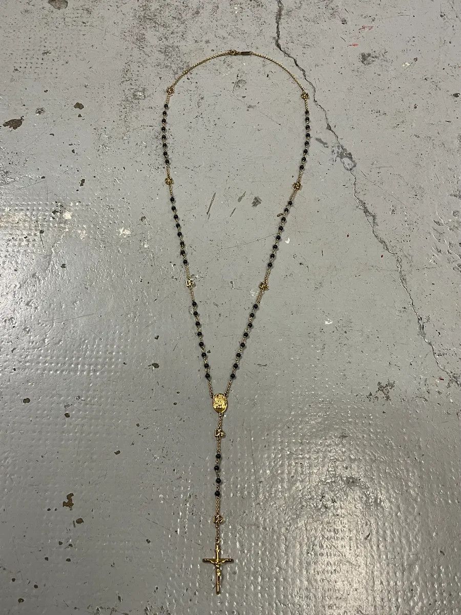 Dolce & Gabbana Dolce & Gabbana Cross Black & Gold Rosary Necklace Size ONE SIZE - 2 Thumbnail
