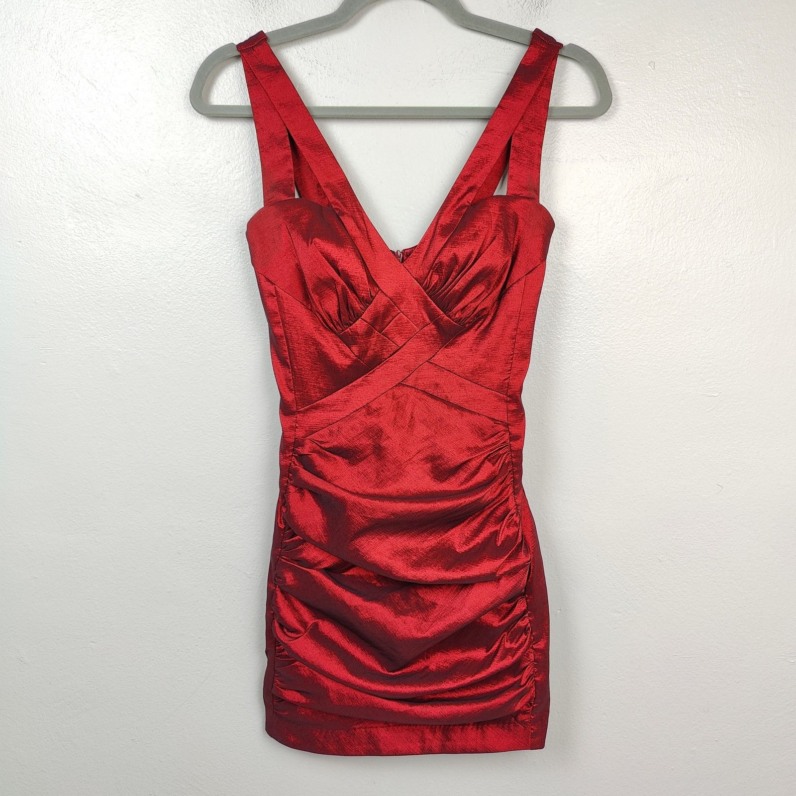 Jessica McClintock Vintage Jessica McClintock Bodycon Dress Womens 2 Red Satin Size XS / US 0-2 / IT 36-38 - 4 Thumbnail