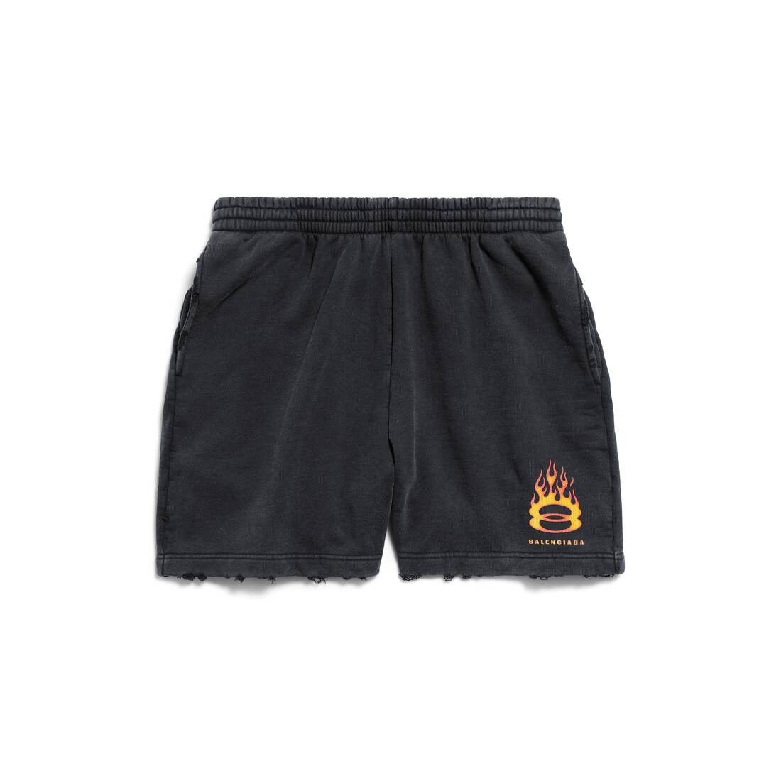 Balenciaga Burning Unity Sweat Shorts in black archetype fleece Size US 28 / EU 44 - 1 Thumbnail