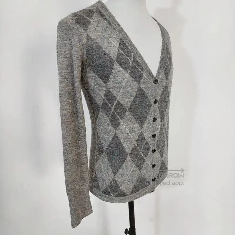 Burberry Burberry Gray Silk Argyle Cardigan for Men. Size US XS / EU 42 / 0 - 3 Thumbnail