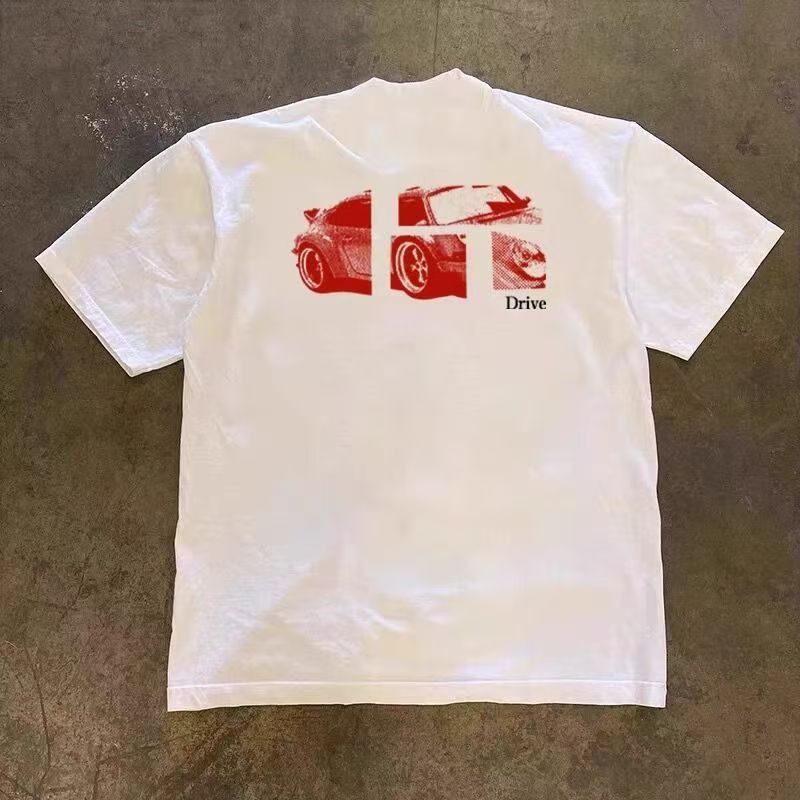 Japanese Brand × Vintage White street casual retro car pattern loose tee Size US M / EU 48-50 / 2 - 1 Thumbnail