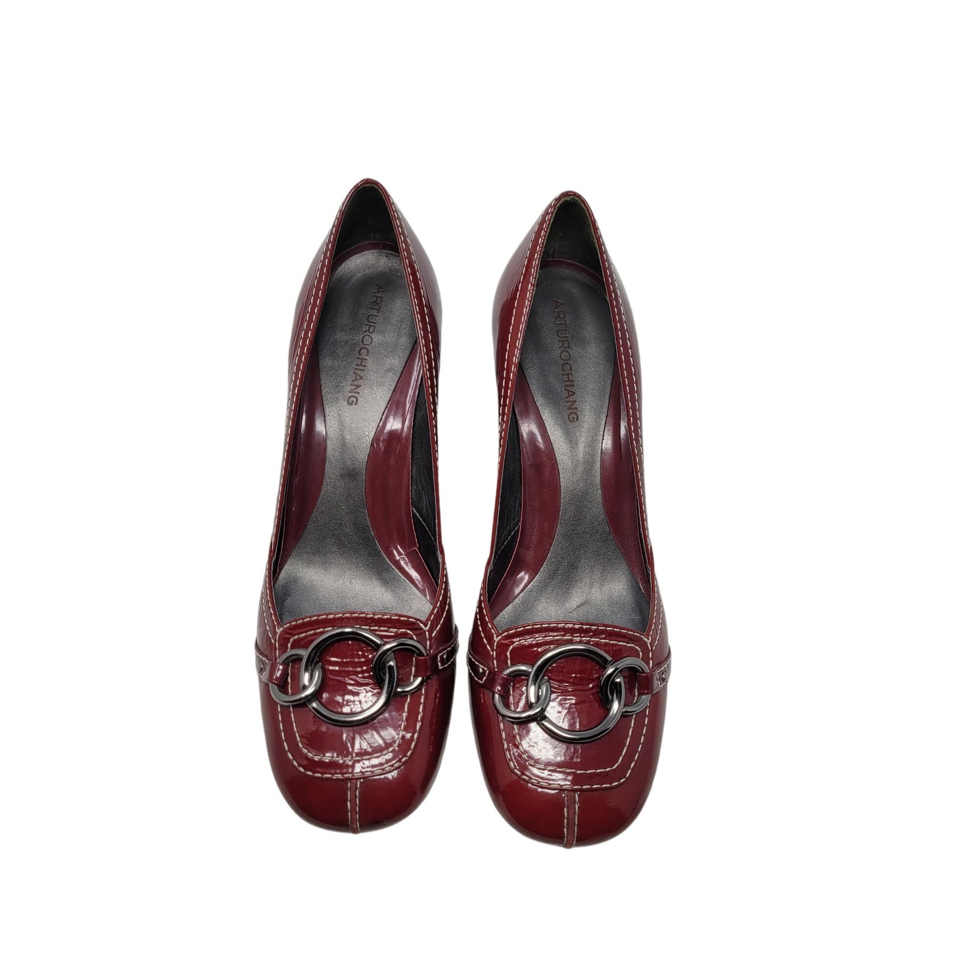 Vintage Arturo Chiang Womens Red Patent Leather Heel Loafer 8.5 Chai Size US 8.5 / IT 38.5 - 5 Thumbnail