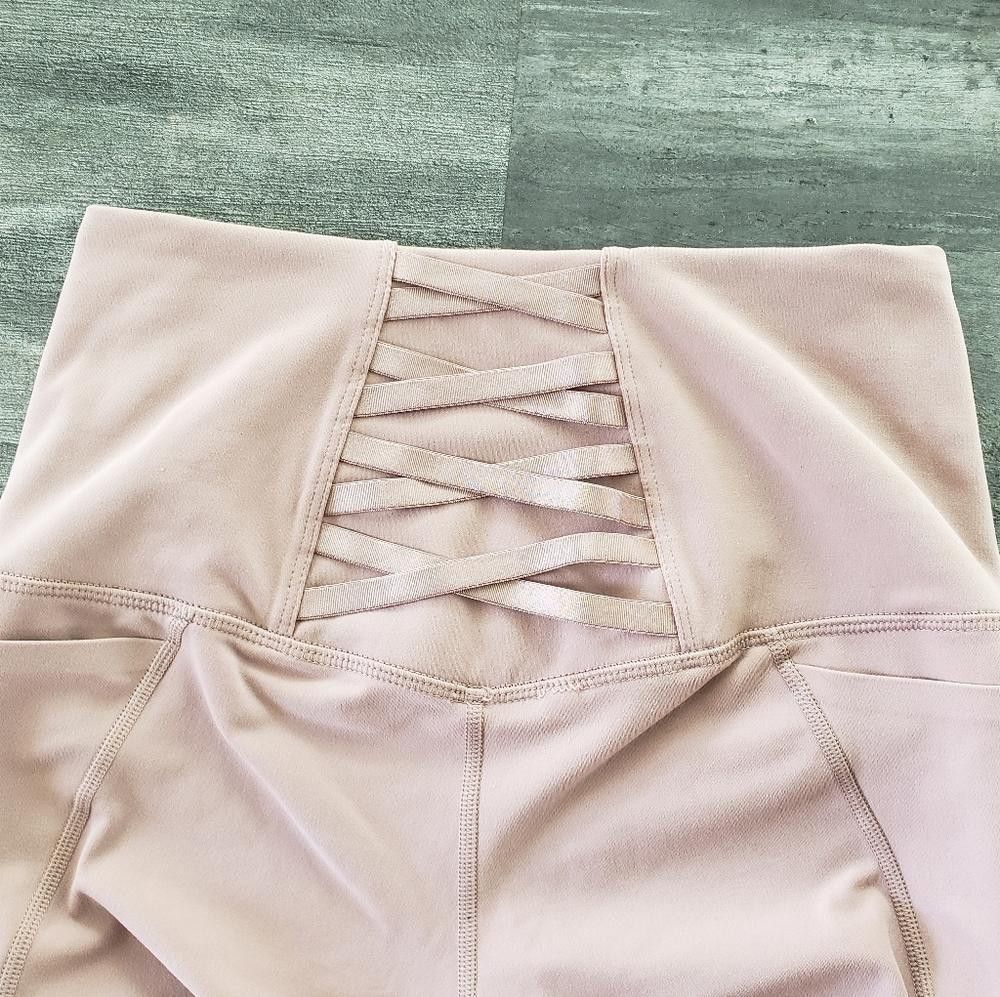 Designer Dust Pink Laced Up LJ High Waisted Legging Size 28" / US 6 / IT 42 - 3 Thumbnail