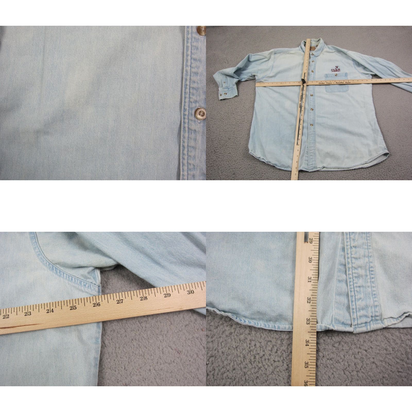 Denime VINTAGE Starz Shirt Mens XL Blue Denim Button-Up 90s Western TV Movie Collared Long Sleeve Shirt Men Size US XL / EU 56 / 4 - 8 Thumbnail