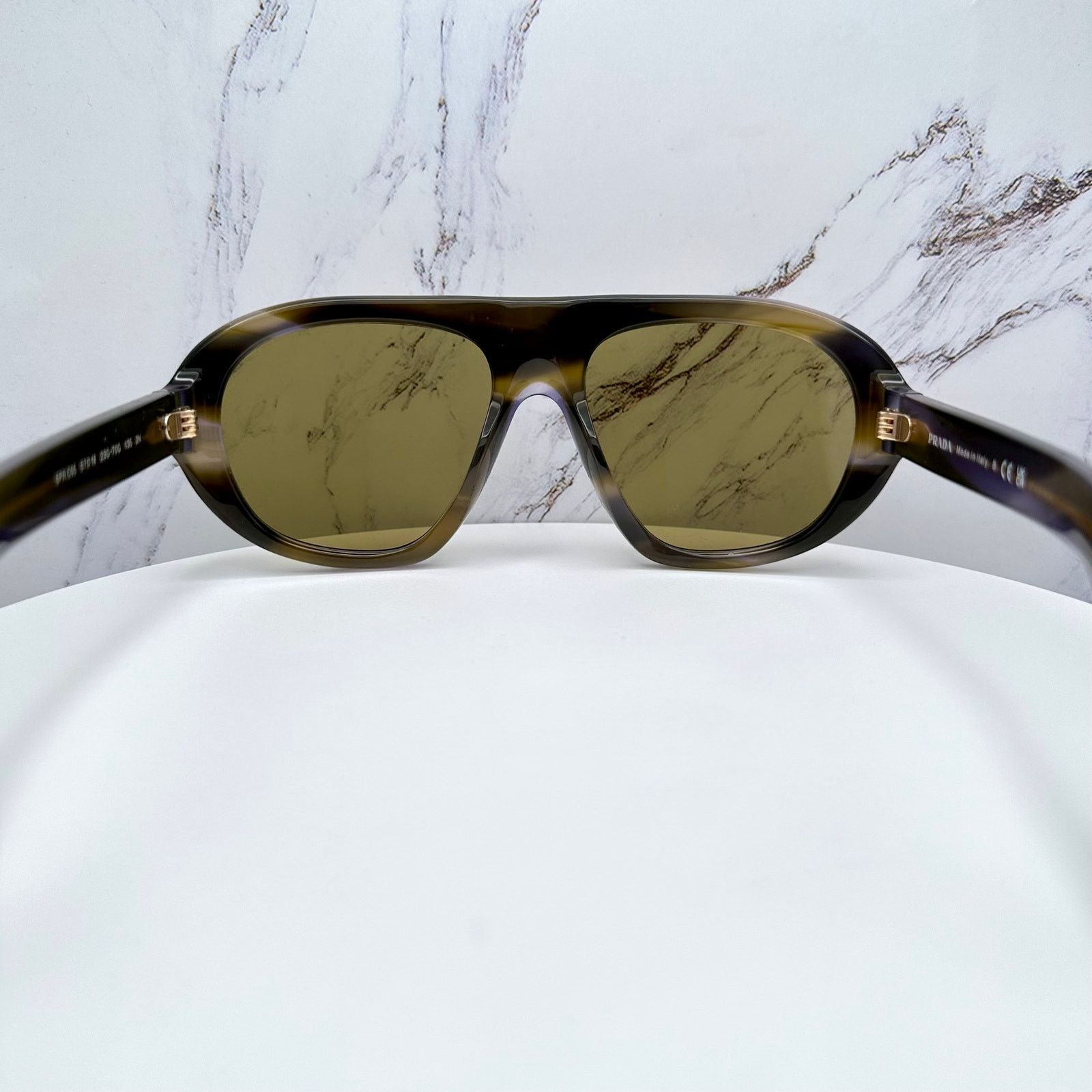 Prada New PRADA Sunglasses Brown Striped Laguna Aviator Shield Size ONE SIZE - 19 Thumbnail