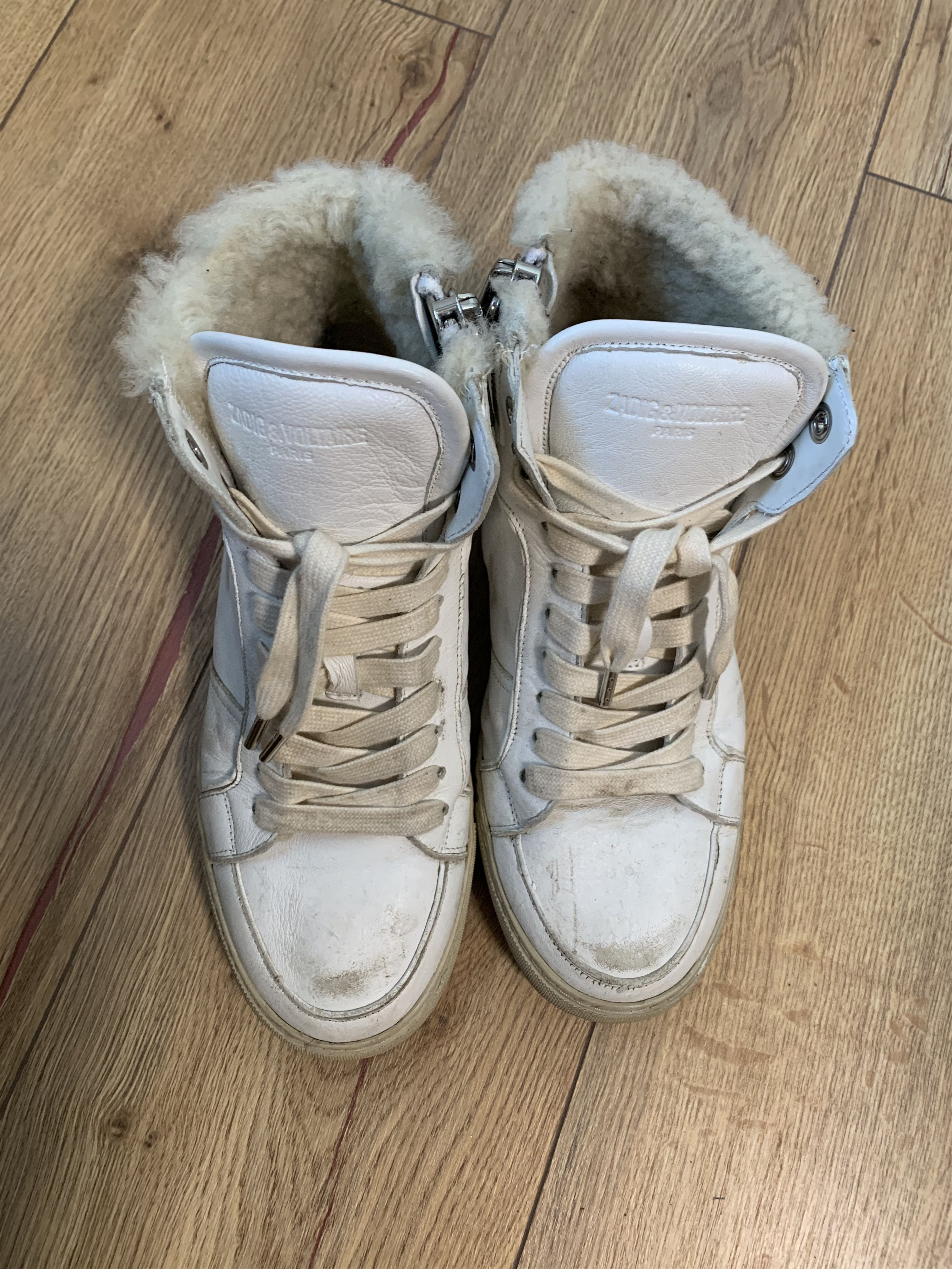 Zadig & Voltaire Zadig Voltaire hi-top sheepskin distressed sneakers Size US 6 / EU 39 - 7 Thumbnail