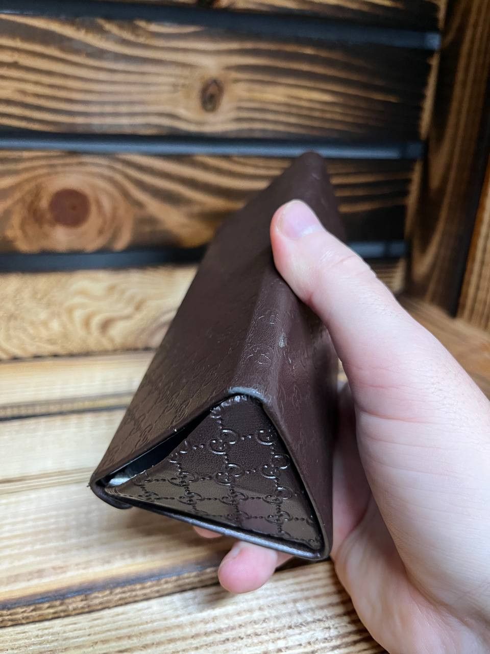 Gucci Gucci Folding Glasses Case Brown Leather Snap Vintage Size ONE SIZE - 2 Thumbnail