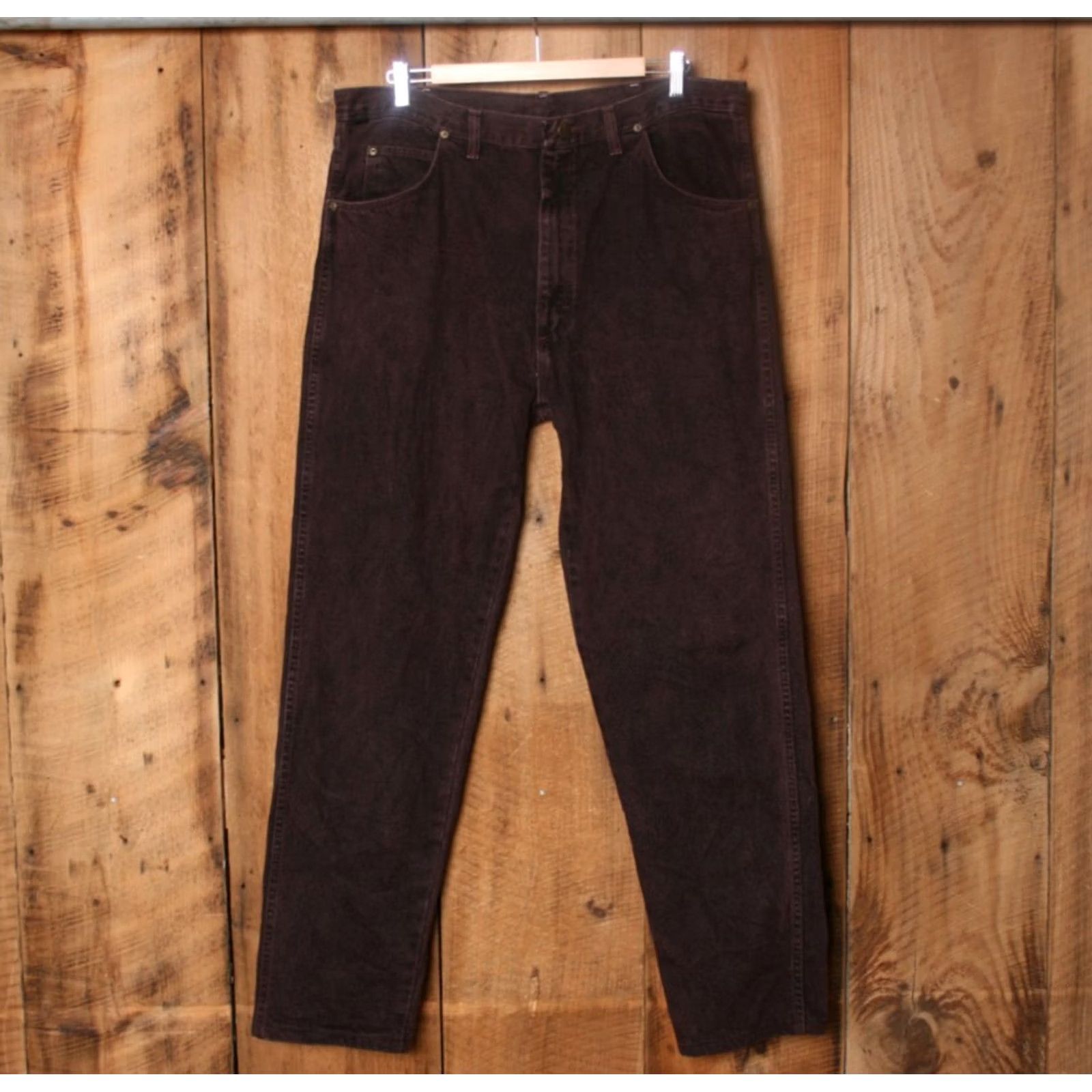 Wrangler VINTAGE Wrangler Jeans Burgundy 37x32 Tapered Fit 37 Waist 38x34 Made in USA Mens Denim Clothing Shirt? Size US 37 - 2 Thumbnail