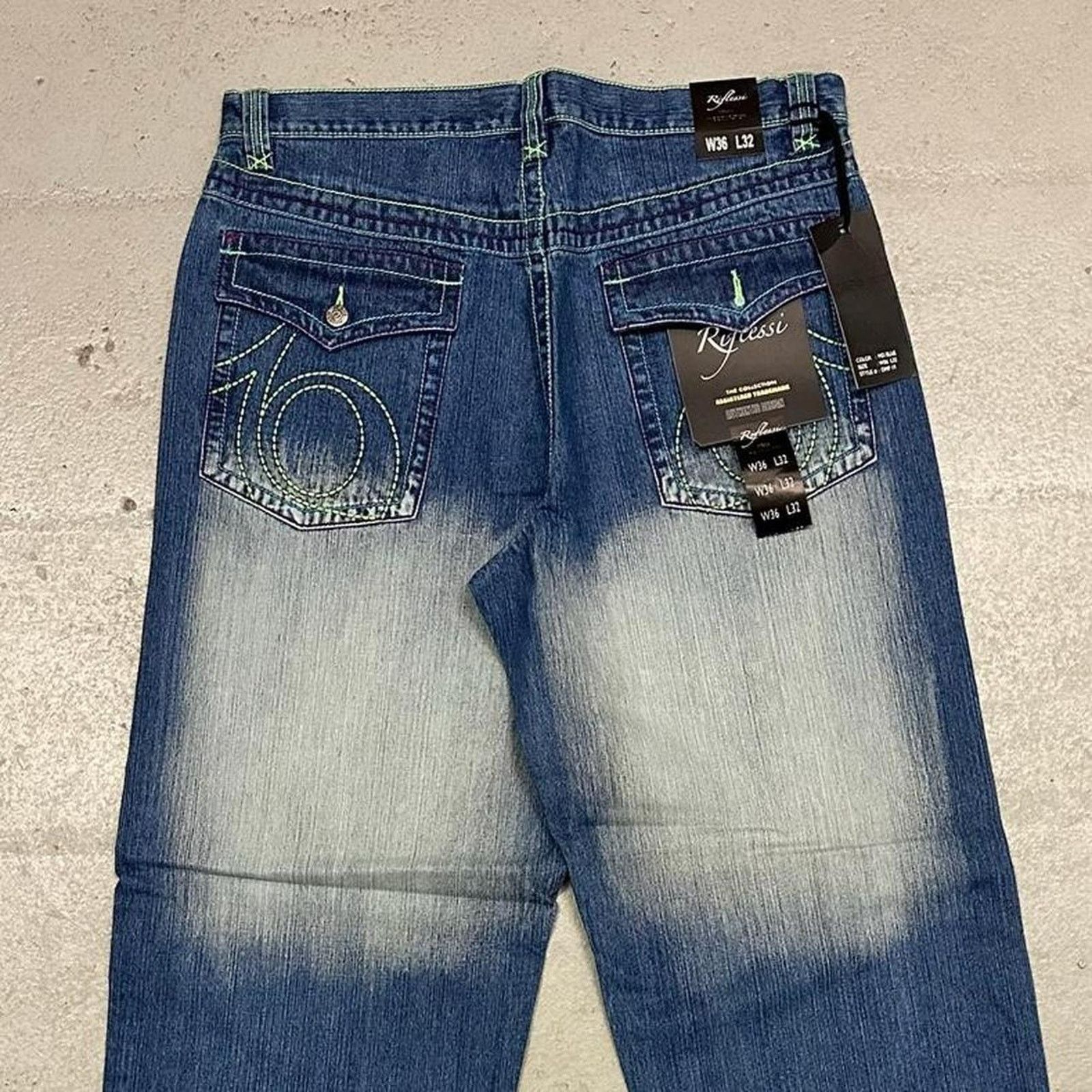 Vintage Vintage baggy y2k riflessi faded blue skater unique design Size US 36 / EU 52 - 2 Thumbnail