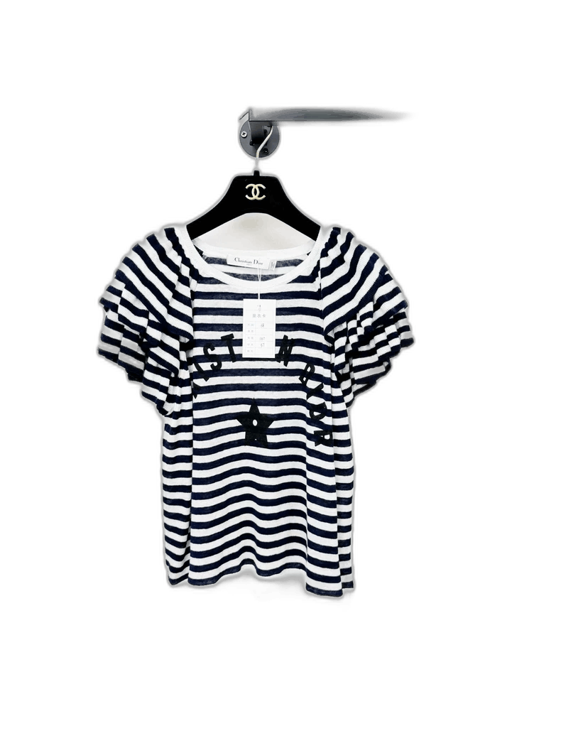 Dior Striped Short Sleeve Top Size 38