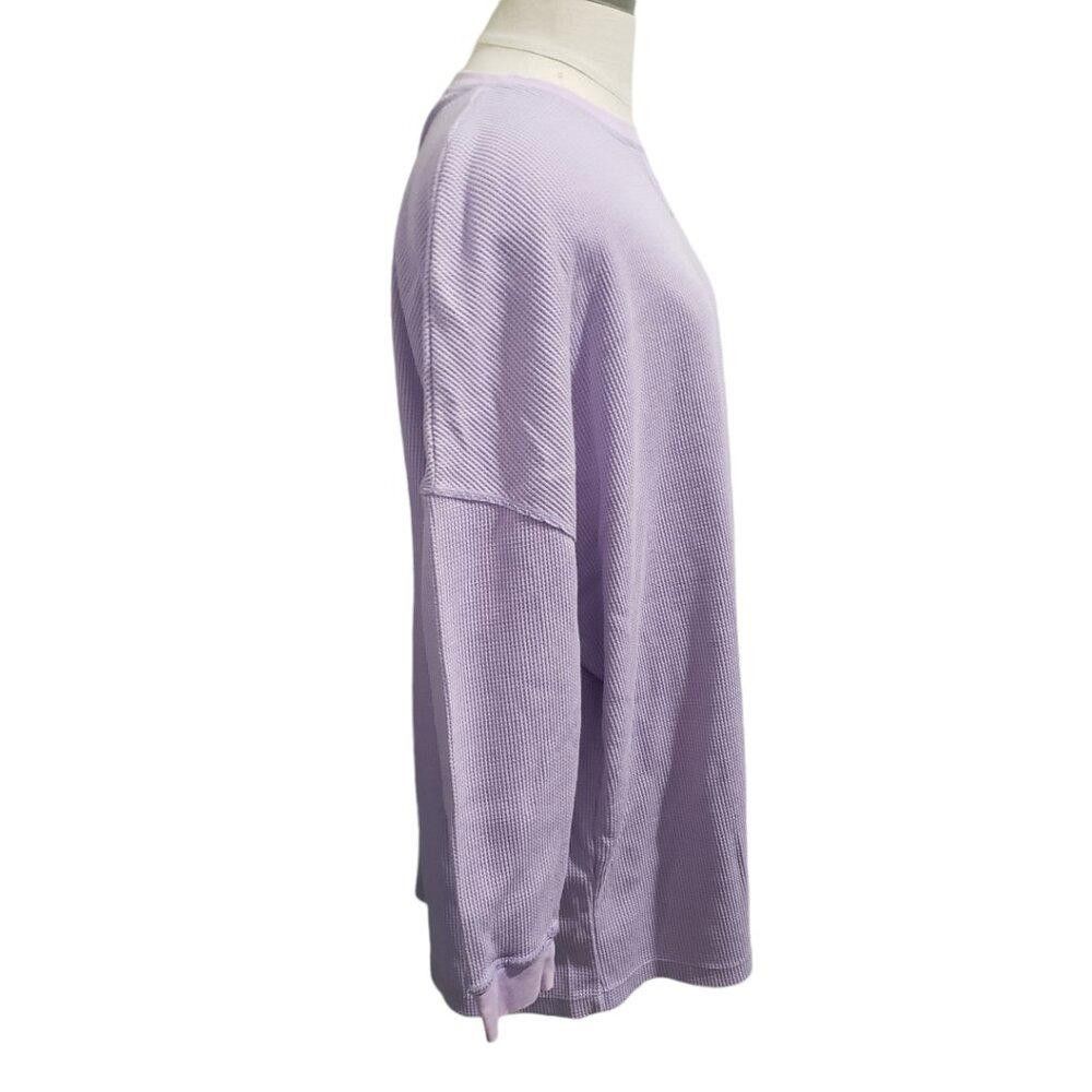 Free People CT1964 Free People Lavender Waffle Pattern Sweat Shirt XS Size XXS / US 00 / IT 34 - 3 Thumbnail