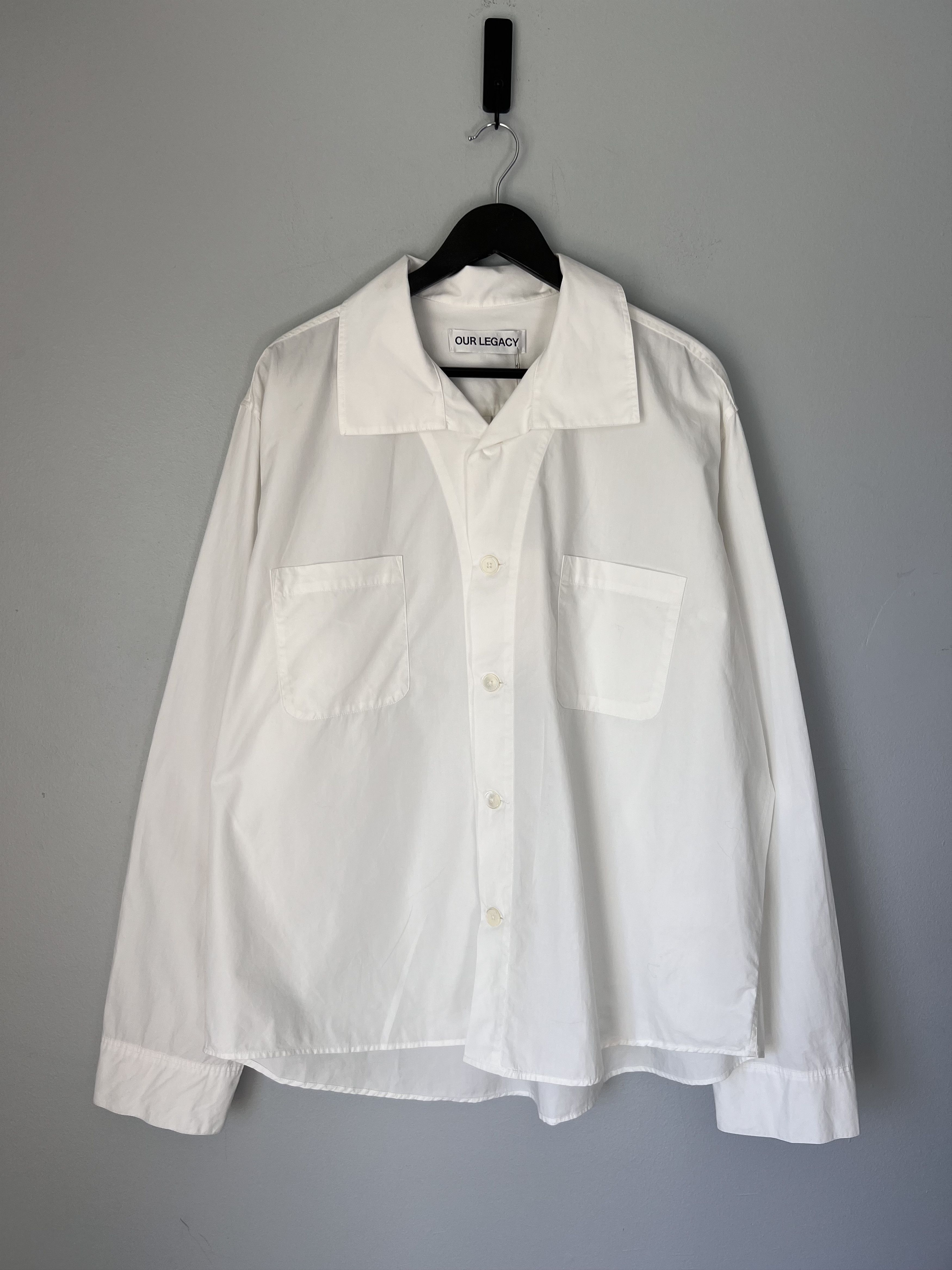 Our Legacy Our Legacy Dense Poplin Funnel Shirt in White Size US L / EU 52-54 / 3 - 1 Thumbnail