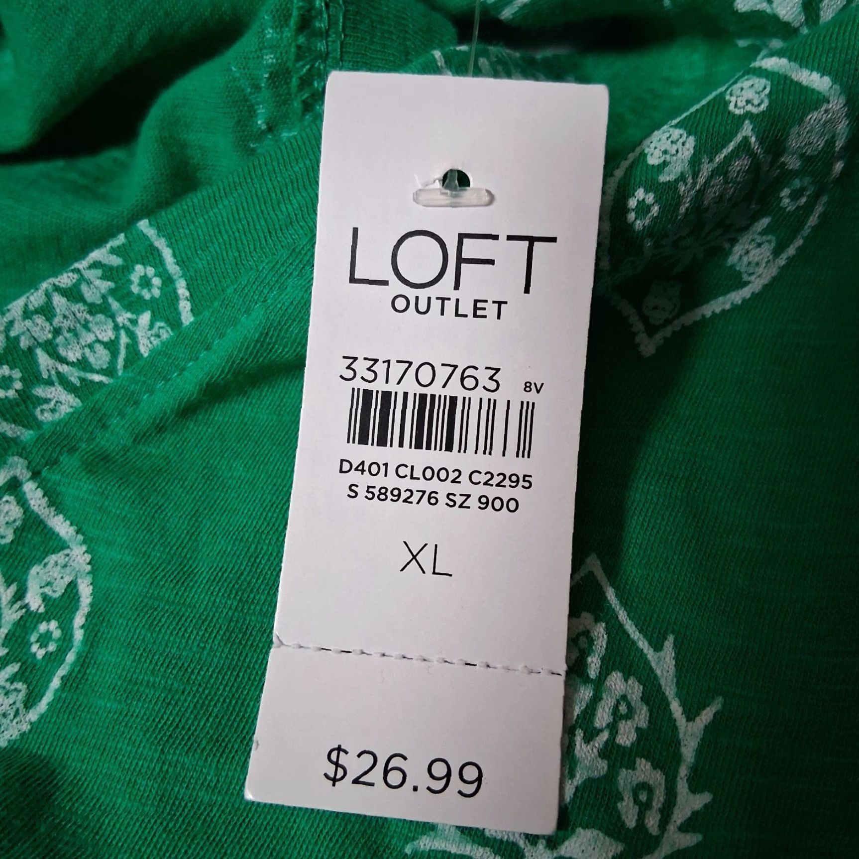 Loft VINTAGE Loft Outlet Tank Women XL Green White Floral Sleeveless Cotton Knit V-Neck Casual Summer Kelly Green Floral Size XL / US 12-14 / IT 48-50 - 7 Thumbnail