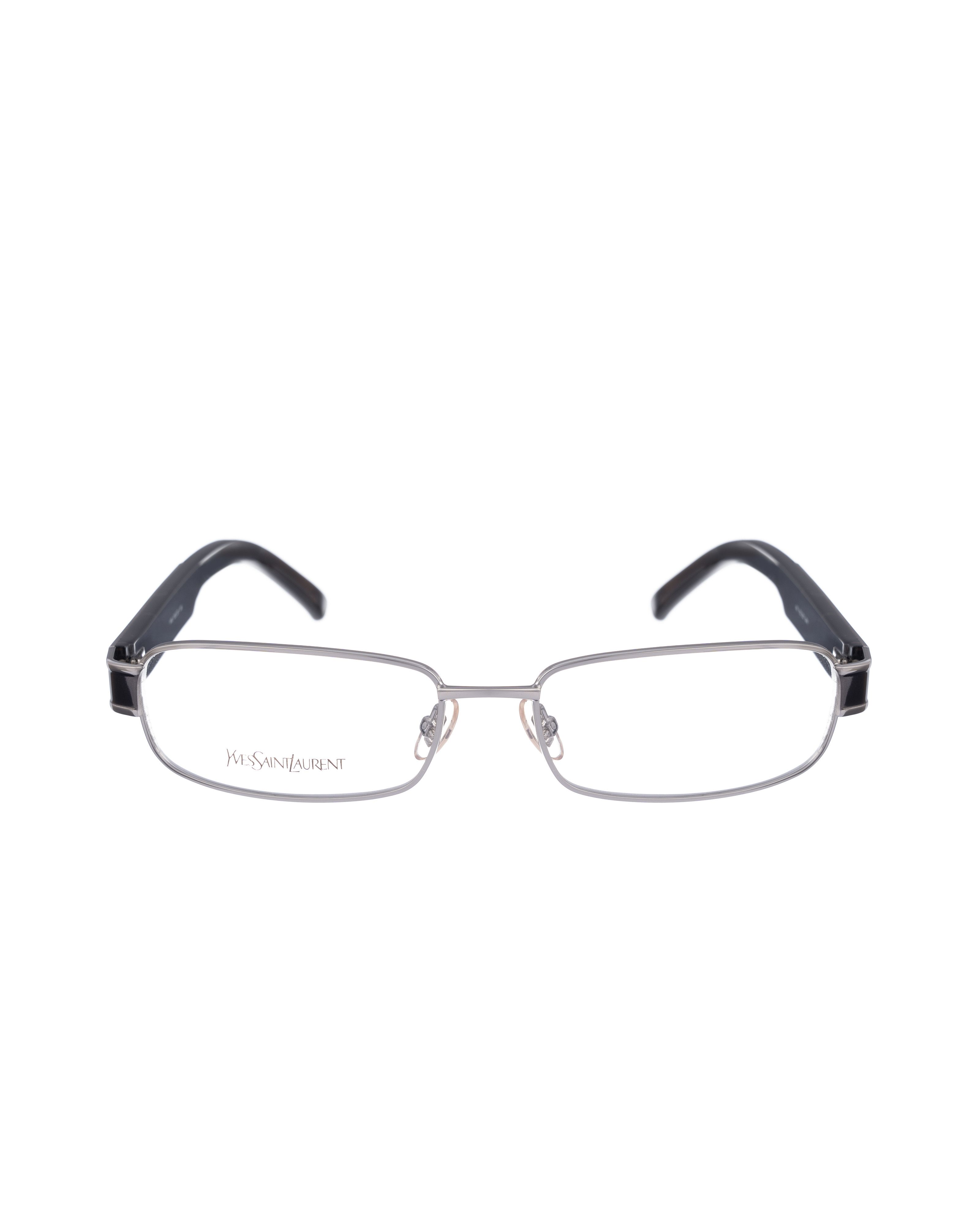 Yves Saint Laurent Yves Saint Laurent 90s Black Plastic Glasses Chrome Elements Size ONE SIZE - 3 Thumbnail