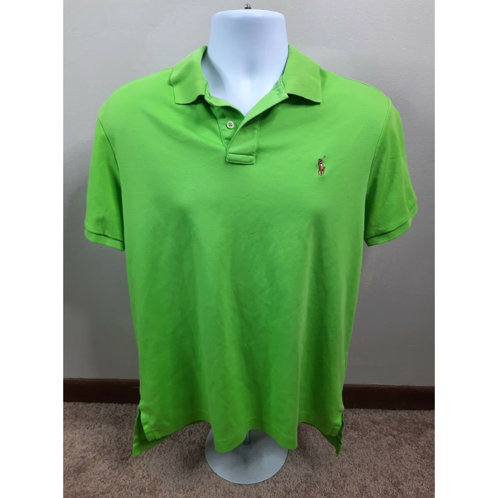 Polo Ralph Lauren Polo Ralph Lauren Polo Shirt Men Green S2 Pima Soft Touch Short Sleeve Golf Logo Embroidered L Size US L / EU 52-54 / 3 - 3 Thumbnail