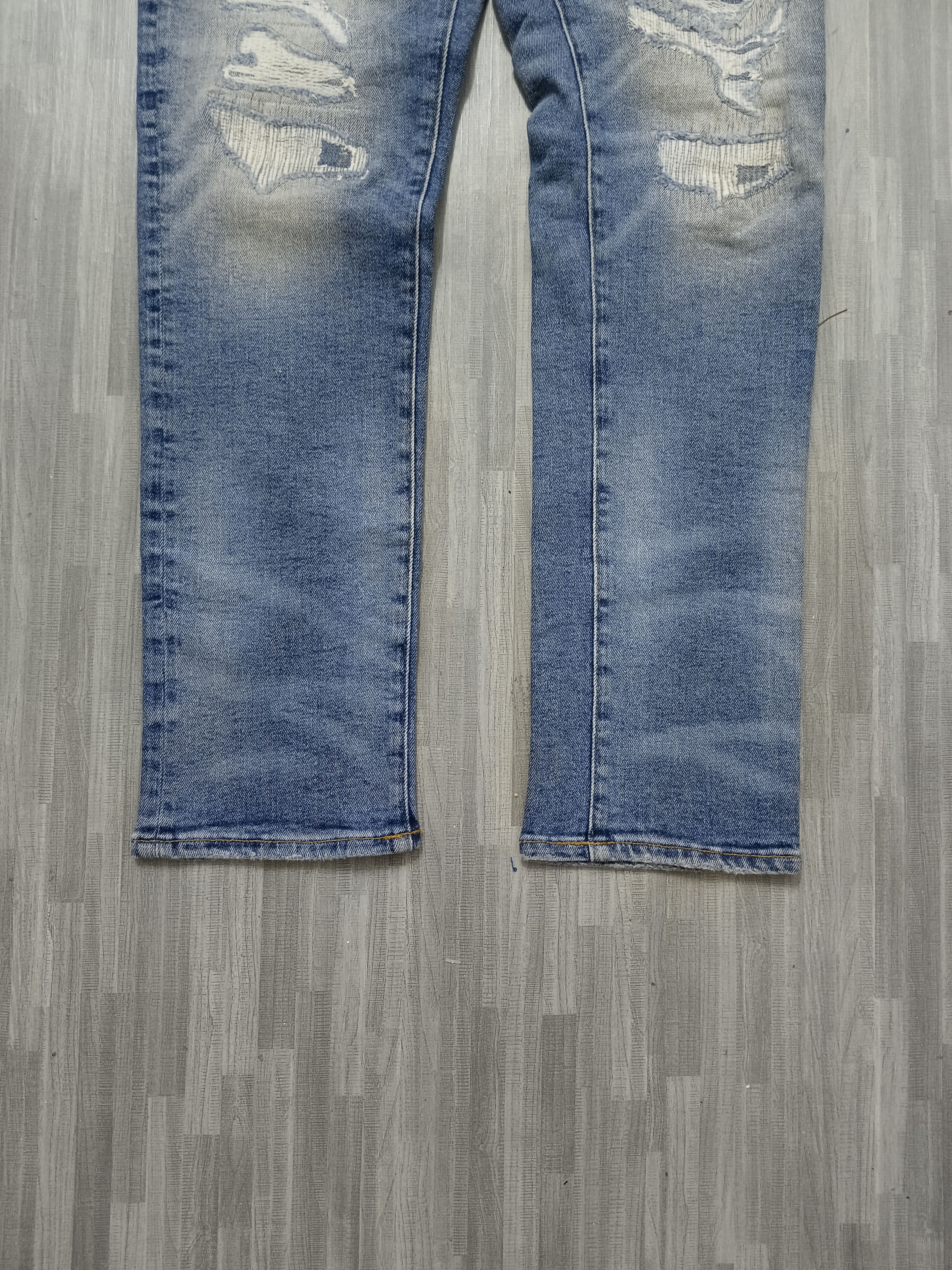 Japanese Brand DiSTRESSED DENIM PACTHWORK AMERICAN EAGLE STRETCHABLE Size US 30 / EU 46 - 7 Thumbnail
